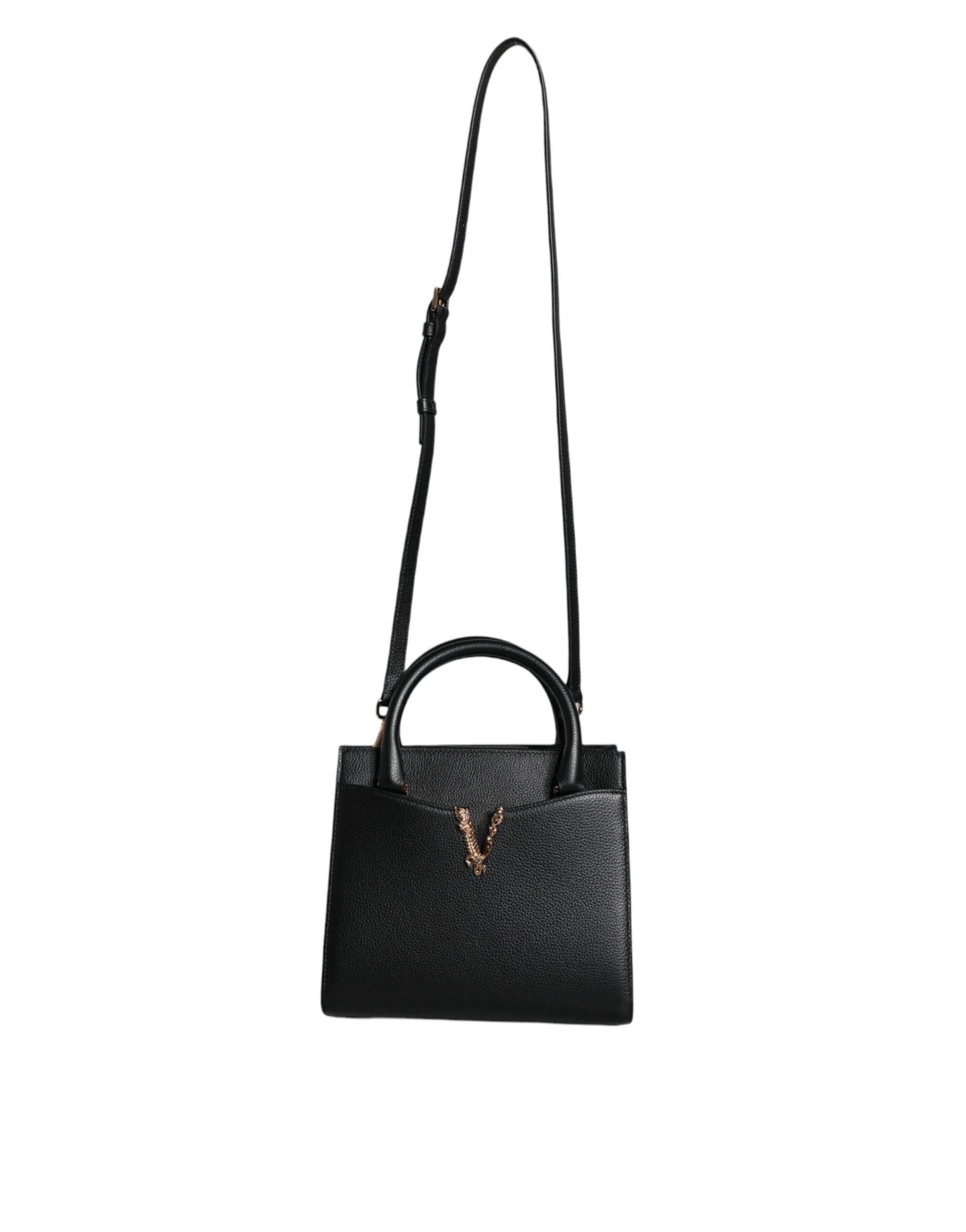 Versace Black Small Leather TopHandle Shoulder Crossbody Bag - Hilstor