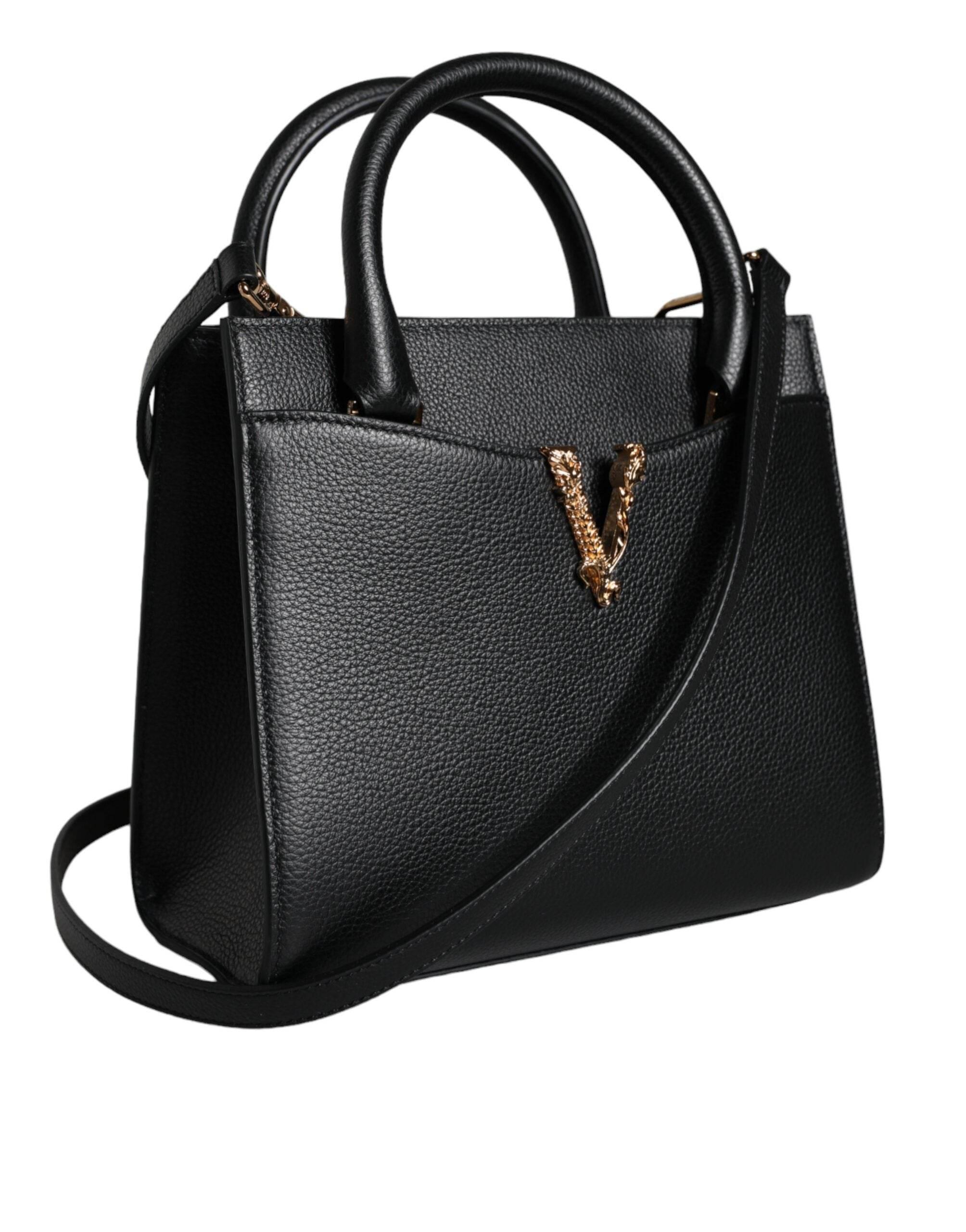 Versace Black Small Leather TopHandle Shoulder Crossbody Bag - Hilstor
