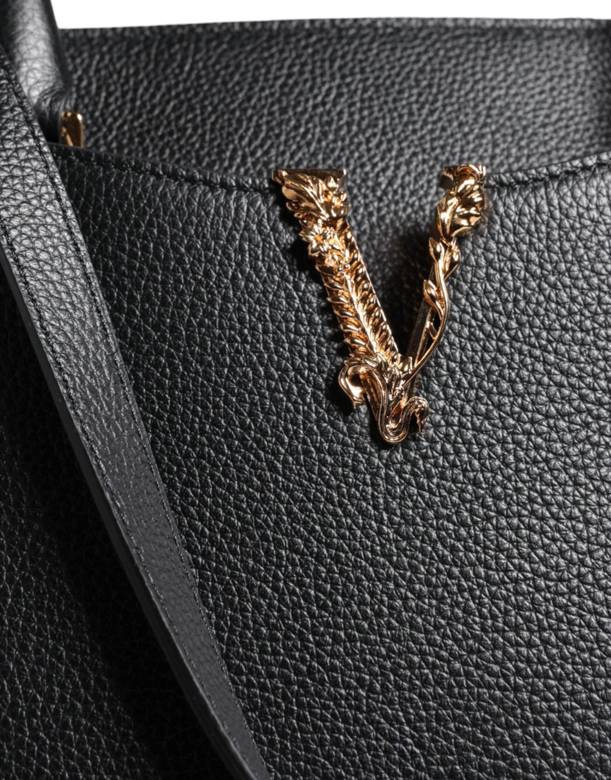Versace Black Small Leather TopHandle Shoulder Crossbody Bag - Hilstor