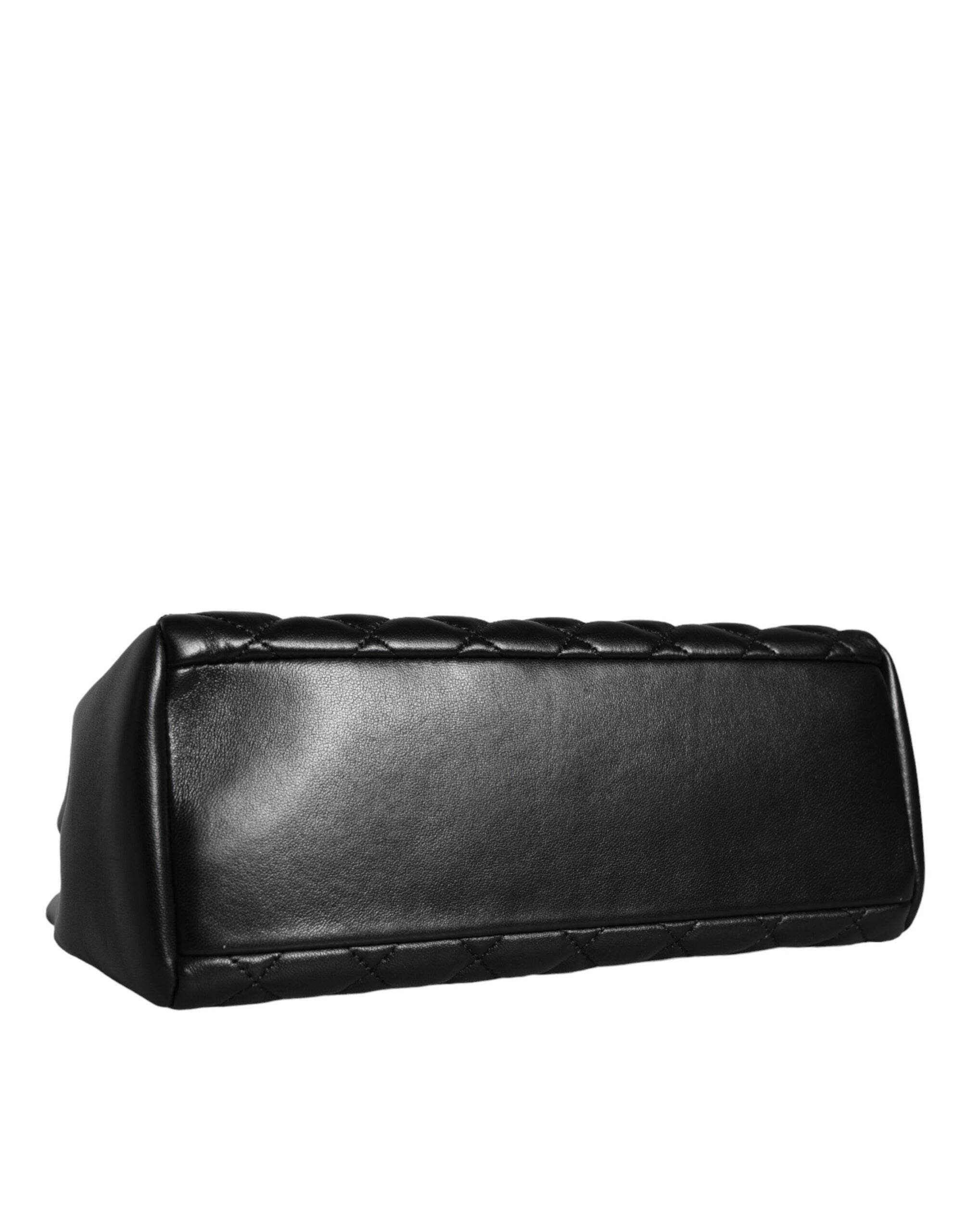Versace Black Quilted Nappa Leather Shoulder Chain Strap Bag - Hilstor