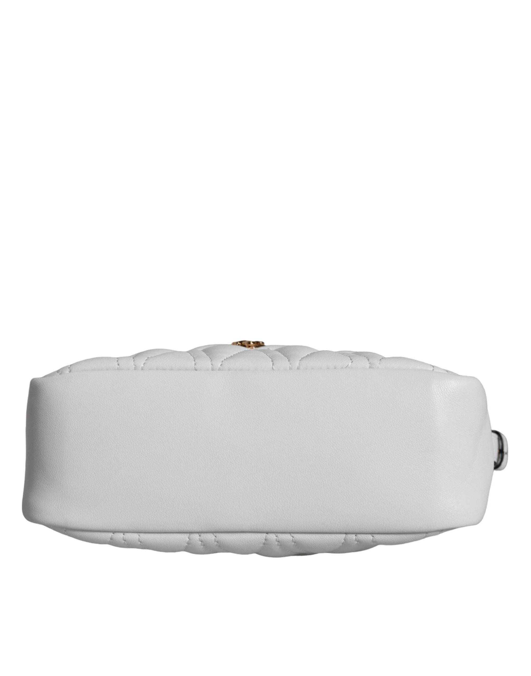 Versace White Quilted Nappa Leather Crossbody Shoulder Bag - Hilstor