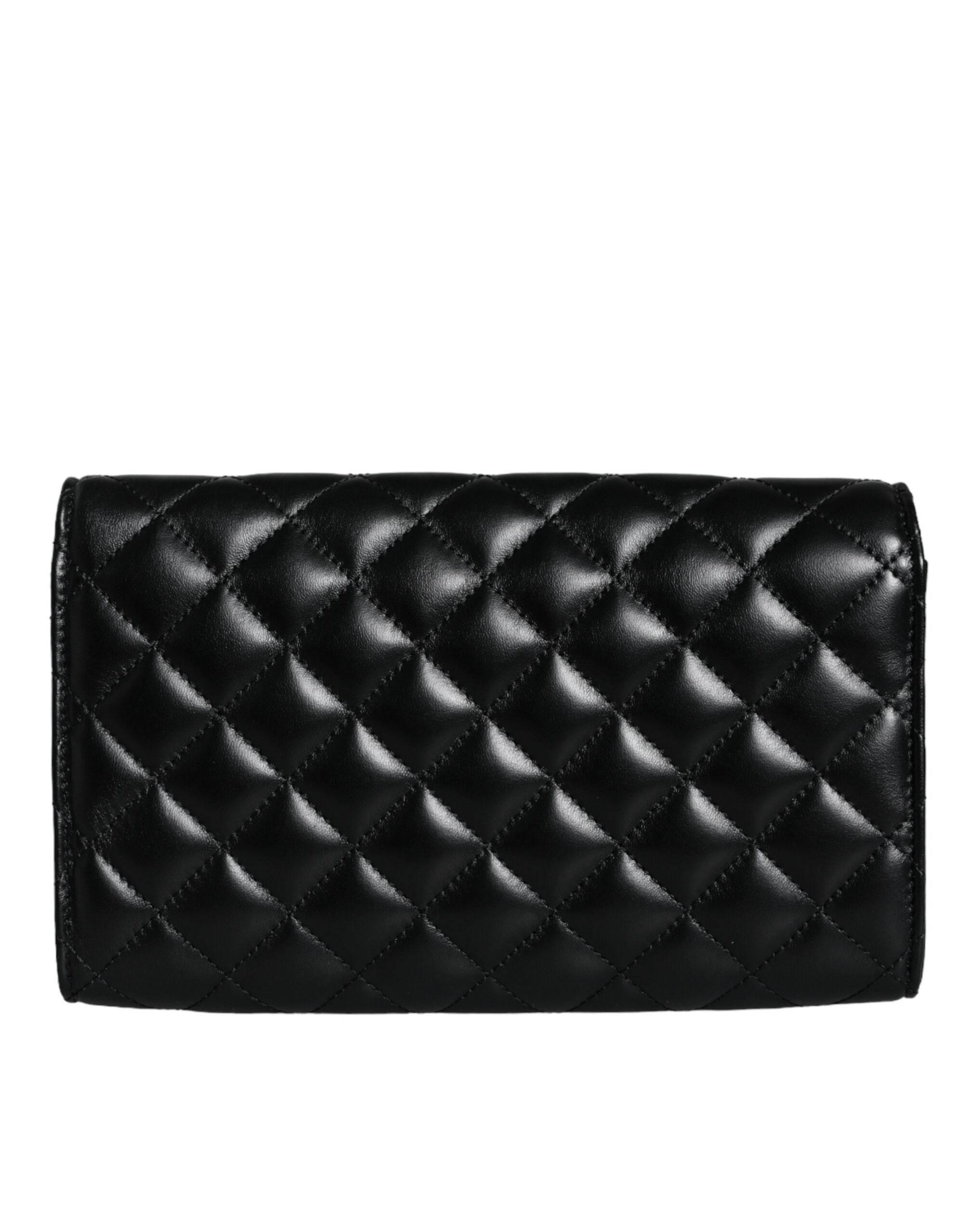 Versace Black Quilted Nappa Leather Crossbody Shoulder Bag - Hilstor