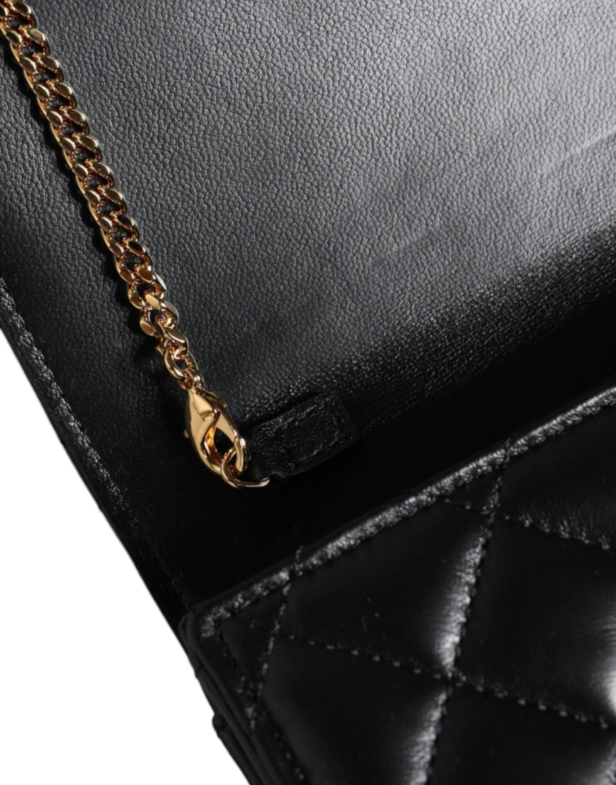 Versace Black Quilted Nappa Leather Crossbody Shoulder Bag - Hilstor