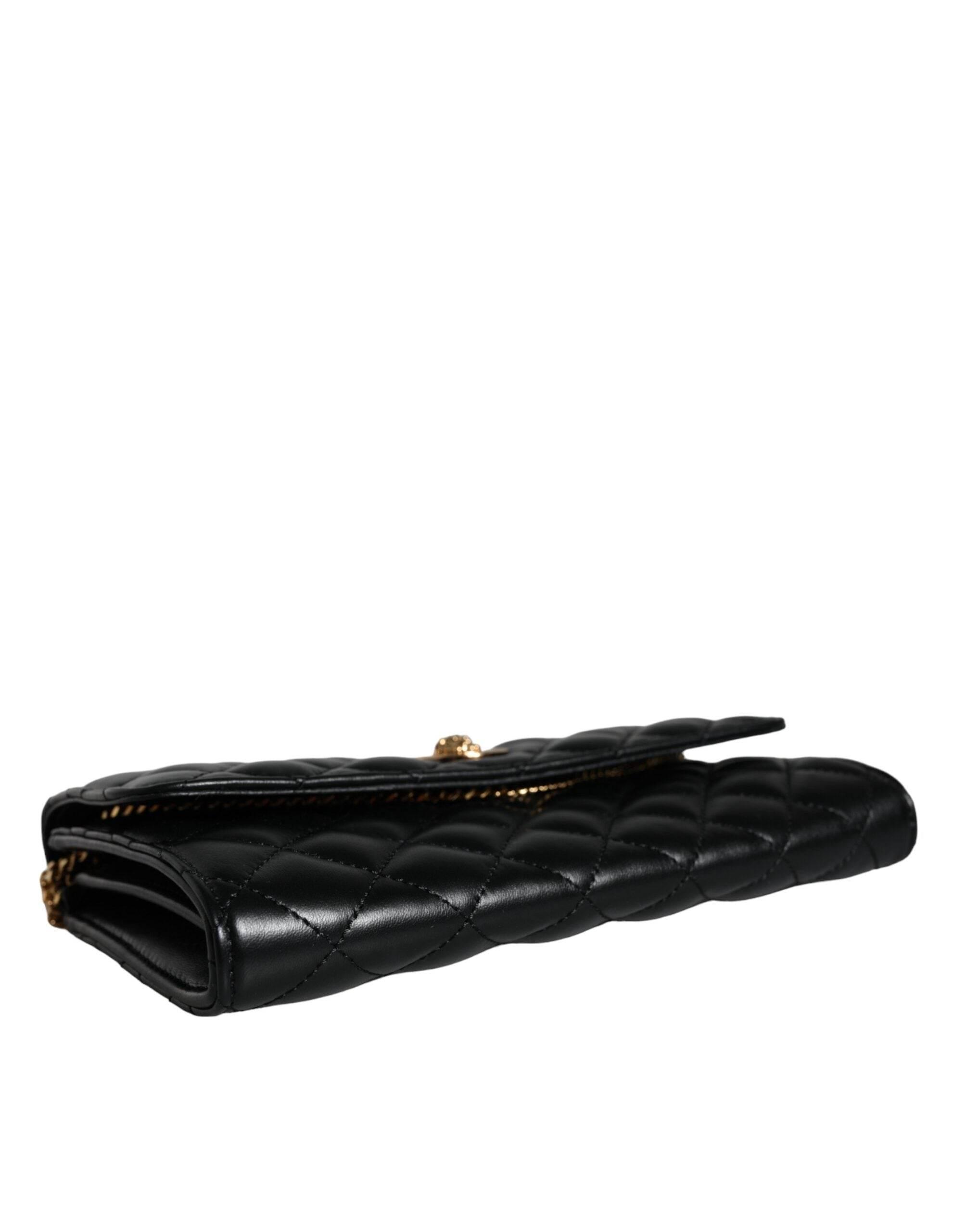 Versace Black Quilted Nappa Leather Crossbody Shoulder Bag - Hilstor