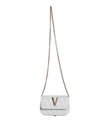 Versace White Quilted Nappa Leather Crossbody Shoulder Bag - Hilstor