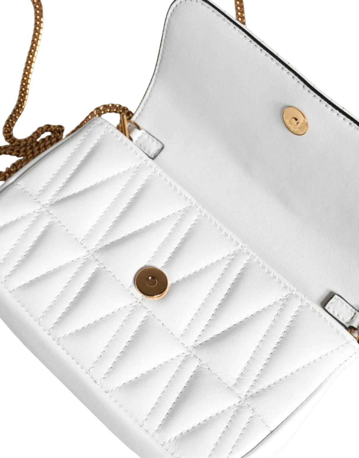 Versace White Quilted Nappa Leather Crossbody Shoulder Bag - Hilstor