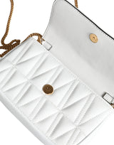 Versace White Quilted Nappa Leather Crossbody Shoulder Bag - Hilstor