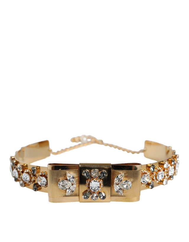 Dolce & Gabbana Gold Tone Crystal Embellished Women Waist Chain Belt - Hilstor