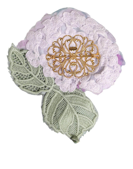 Dolce & Gabbana Multicolor Hydrangea Gold Brass Pin Brooch - Hilstor