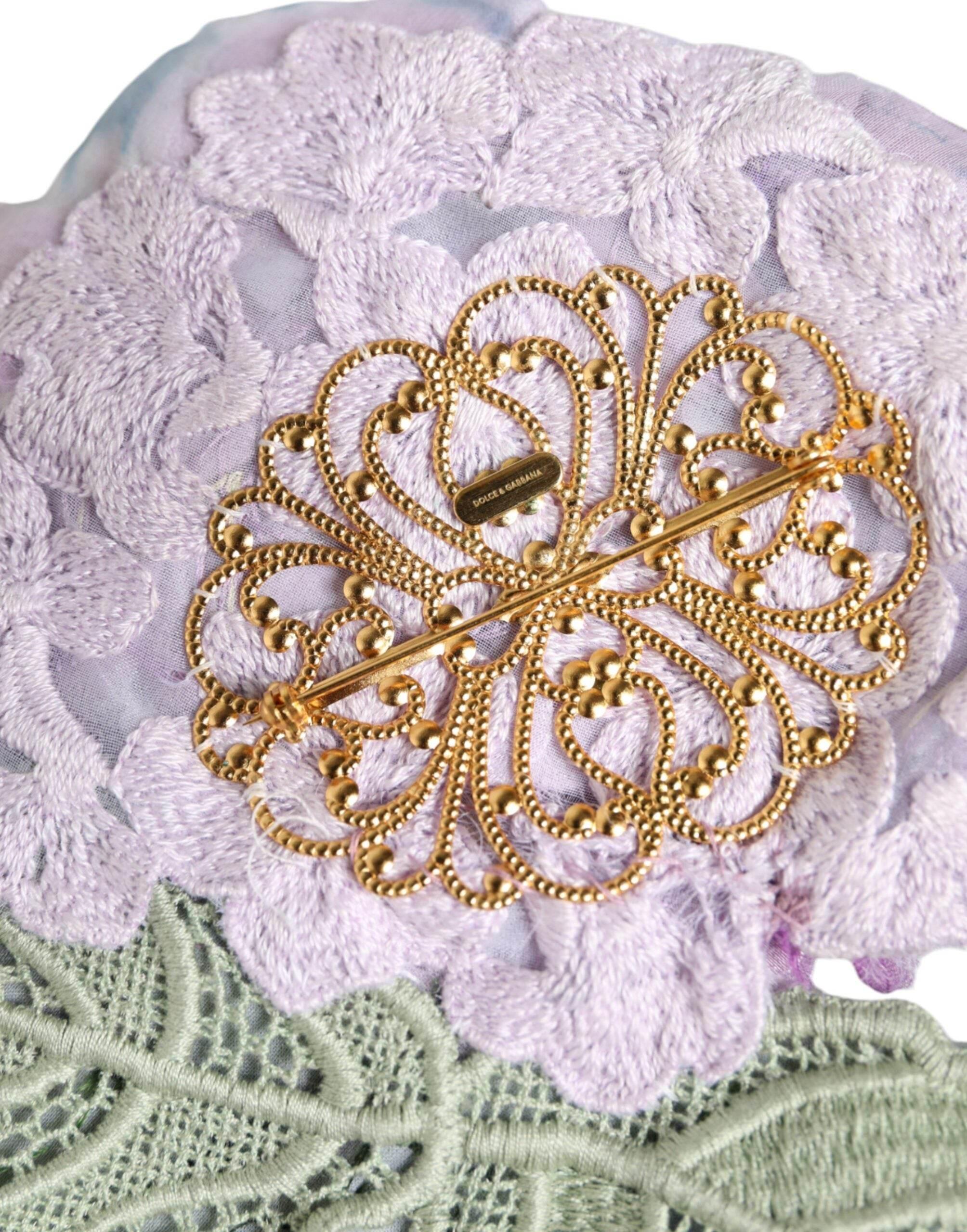 Dolce & Gabbana Multicolor Hydrangea Gold Brass Pin Brooch - Hilstor