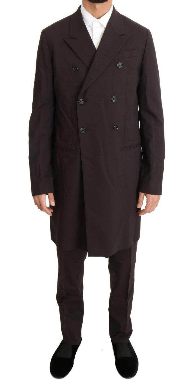 Dolce & Gabbana Bordeaux Wool Stretch Long 3 Piece Suit - Hilstor