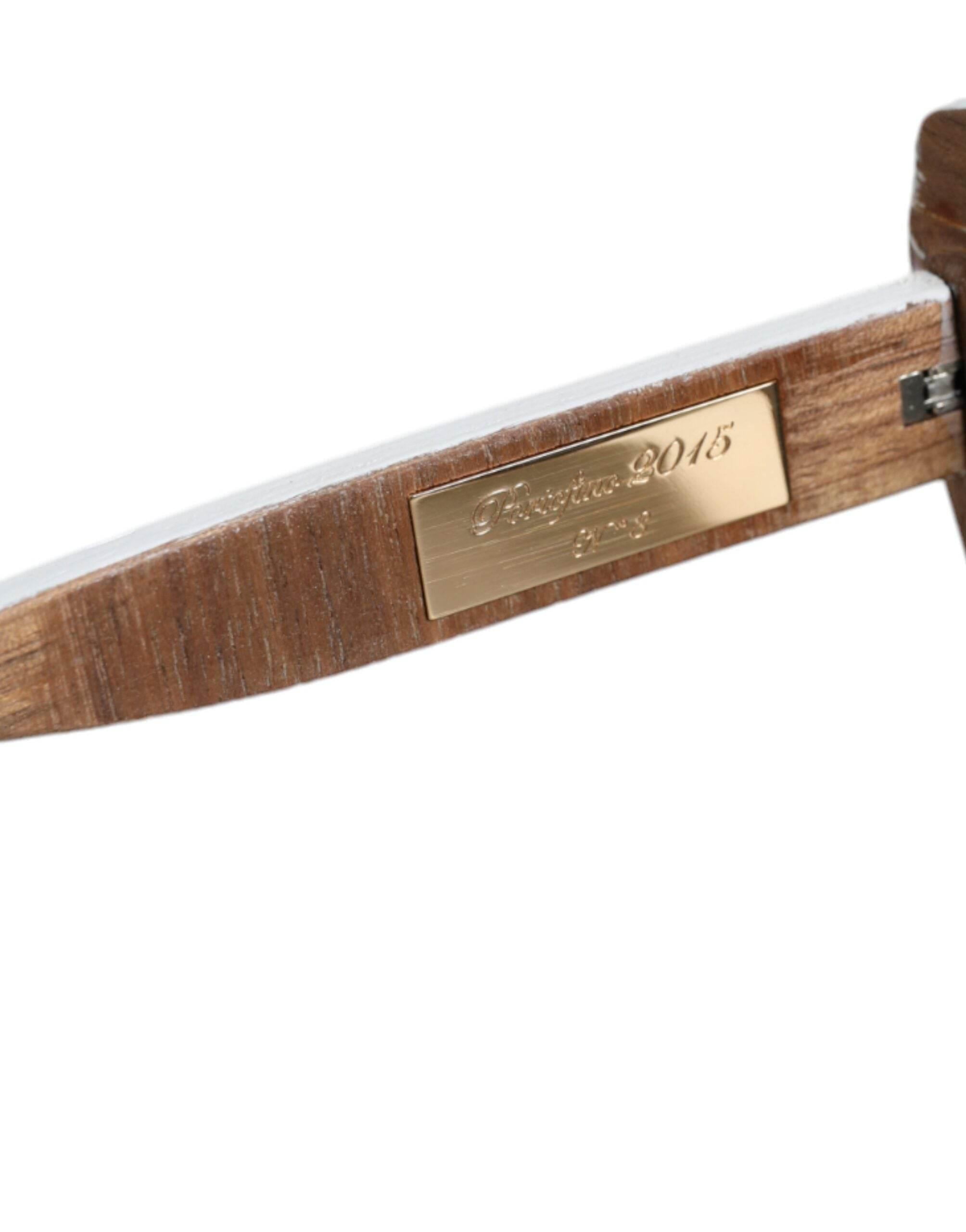 Dolce & Gabbana Multicolor Wood Crystal Brass Frame Floral Hand Paint Sunglasses - Hilstor