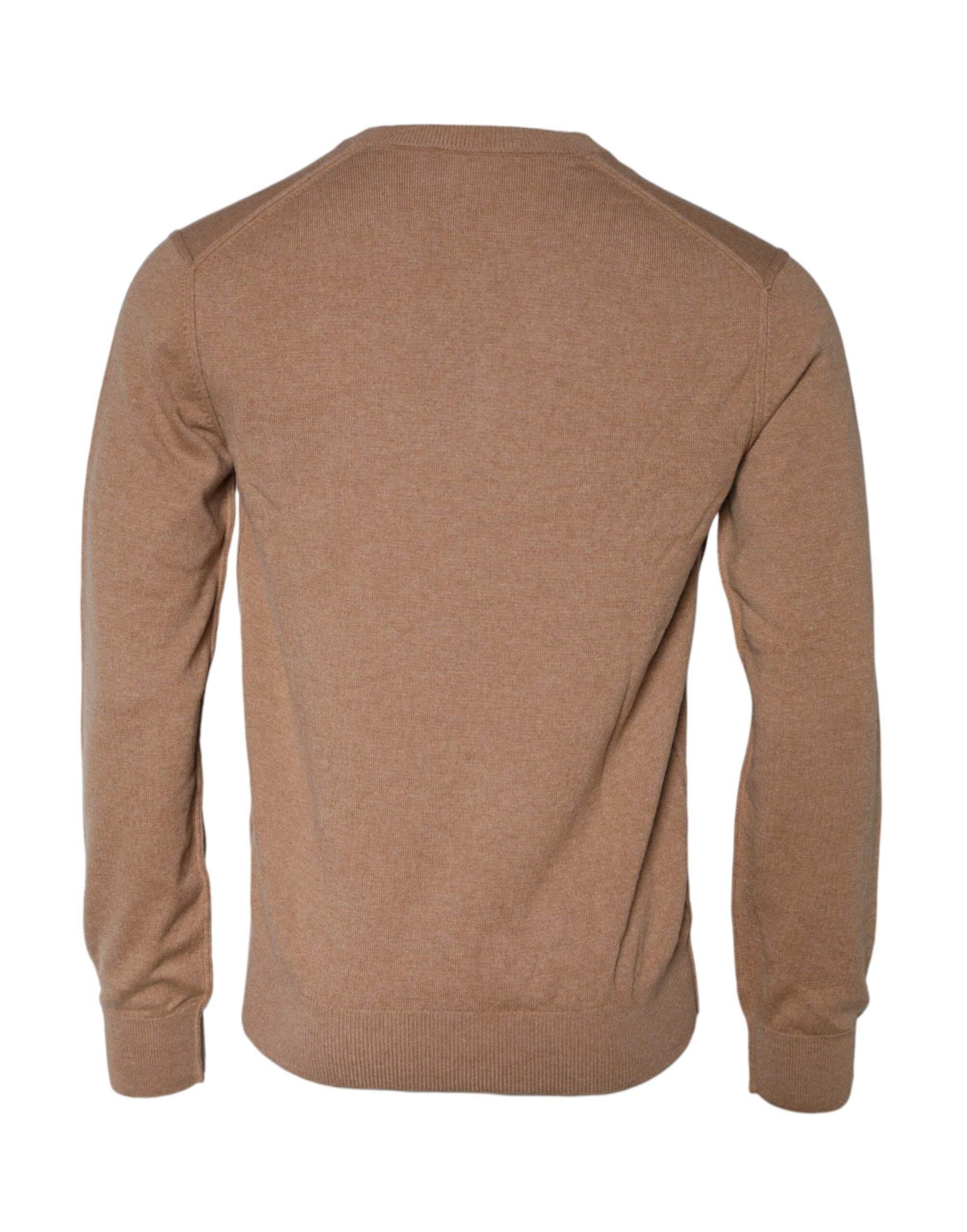 Dolce & Gabbana Brown Cashmere Knit V-neck Pullover Sweater - Hilstor