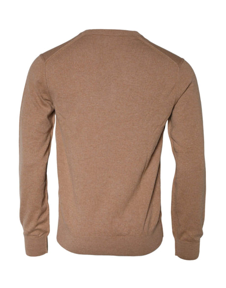 Dolce & Gabbana Brown Cashmere Knit V-neck Pullover Sweater - Hilstor