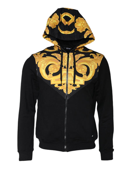 Versace Black Medusa Print Cotton Full Zip HoodieSweatshirt Sweater - Hilstor