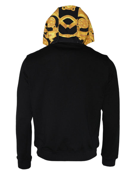 Versace Black Medusa Print Cotton Full Zip HoodieSweatshirt Sweater - Hilstor