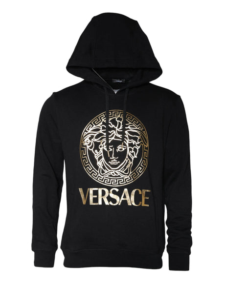 Versace Black Medusa Print Cotton HoodiePullover Sweatshirt Sweater - Hilstor