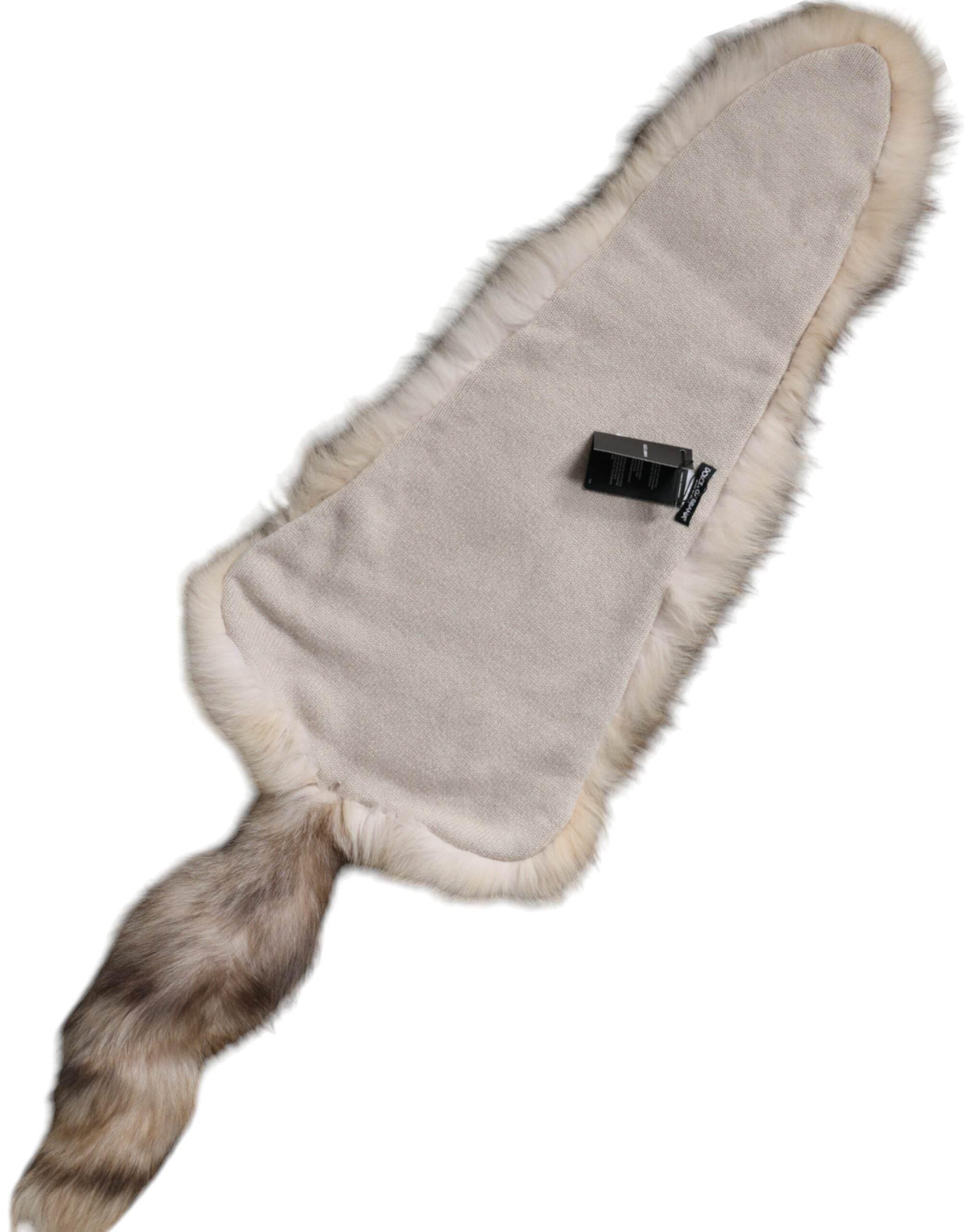 Dolce & Gabbana Brown Frost Fox Fur Neck Warmer Winter Scarf - Hilstor