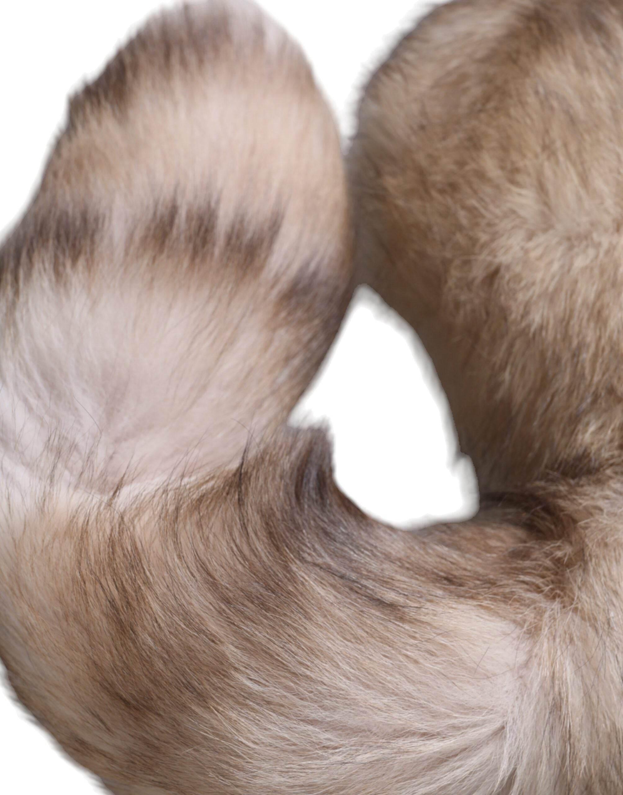Dolce & Gabbana Brown Frost Fox Fur Neck Warmer Winter Scarf - Hilstor