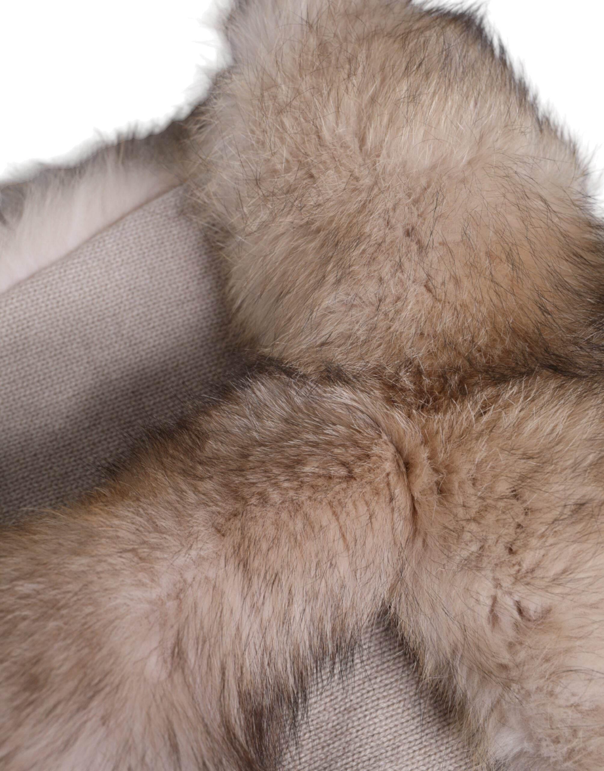Dolce & Gabbana Brown Frost Fox Fur Neck Warmer Winter Scarf - Hilstor