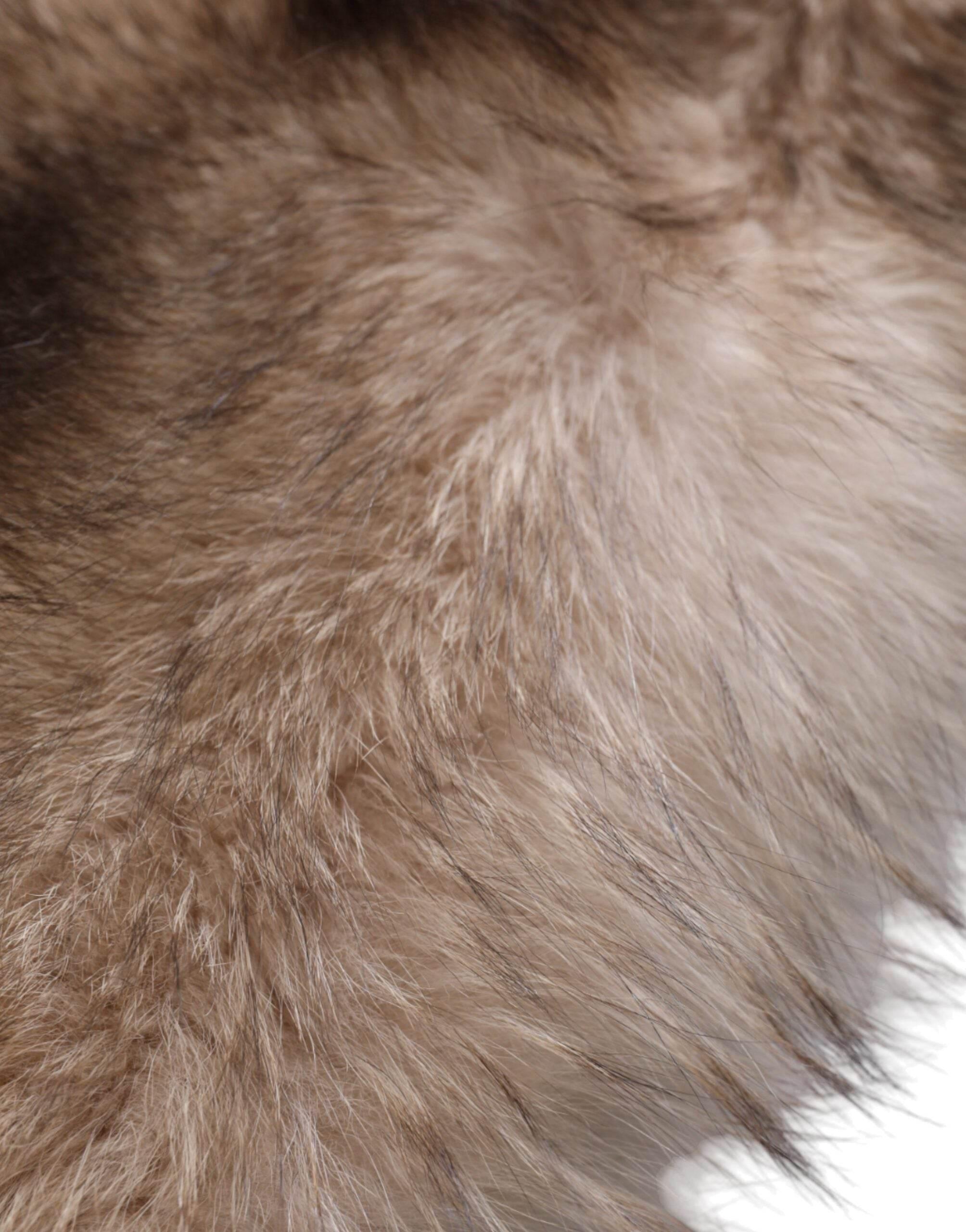 Dolce & Gabbana Brown Frost Fox Fur Neck Warmer Winter Scarf - Hilstor