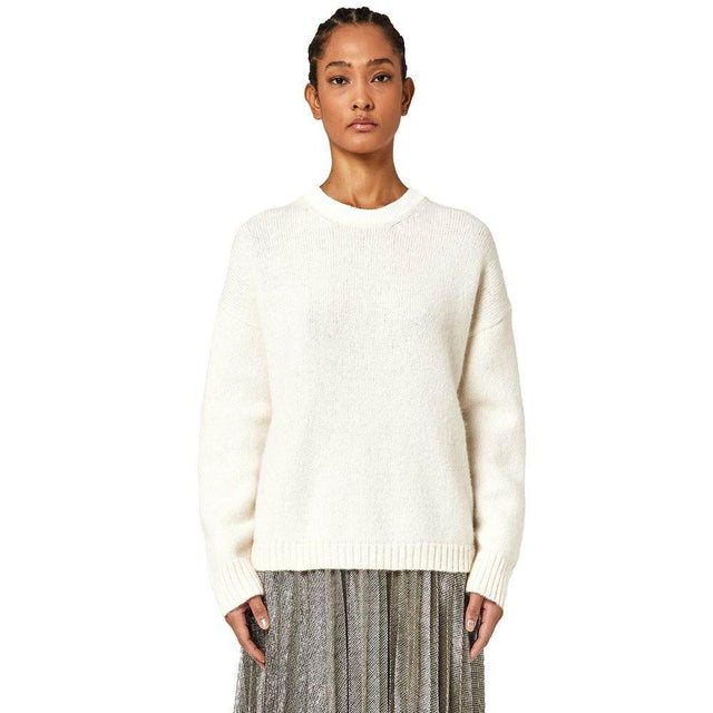 Alpha Studio White Recycled Wool Women Sweater - Hilstor