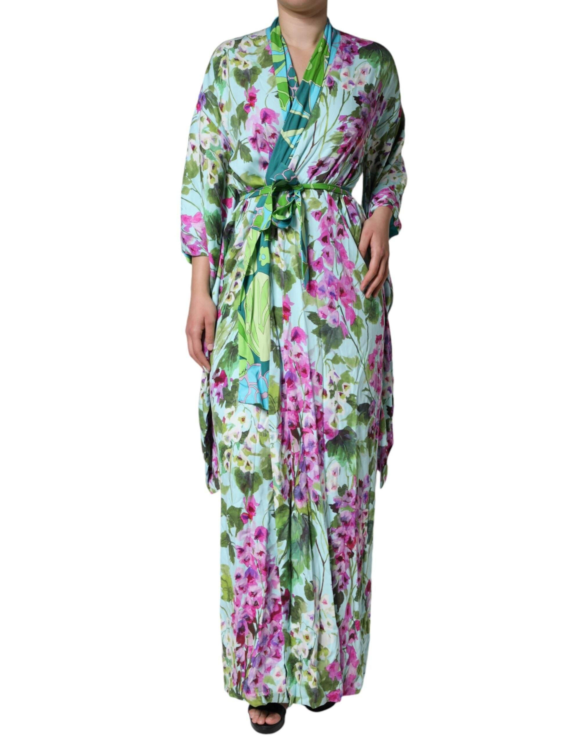 Dolce & Gabbana Multicolor Floral Silk Stretch Wrap Dress - Hilstor