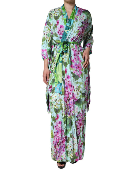 Dolce & Gabbana Multicolor Floral Silk Stretch Wrap Dress - Hilstor