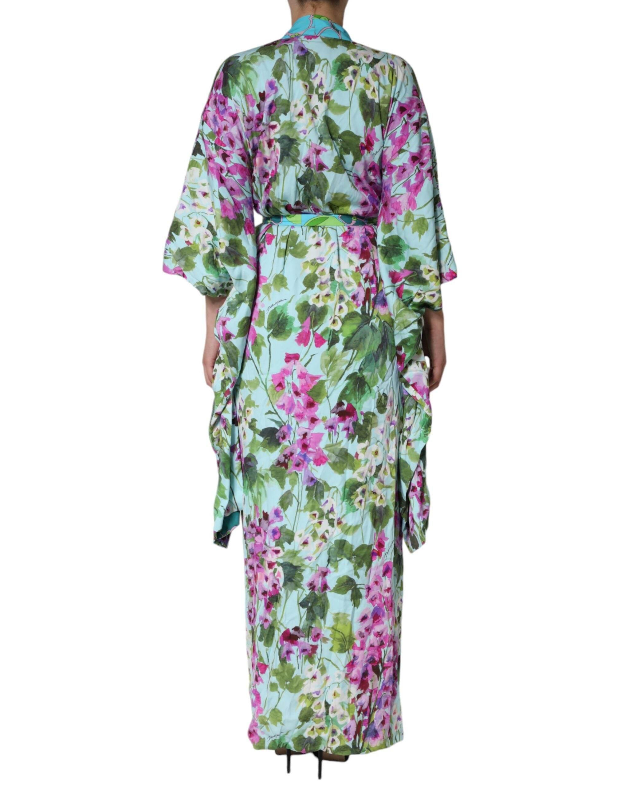 Dolce & Gabbana Multicolor Floral Silk Stretch Wrap Dress - Hilstor