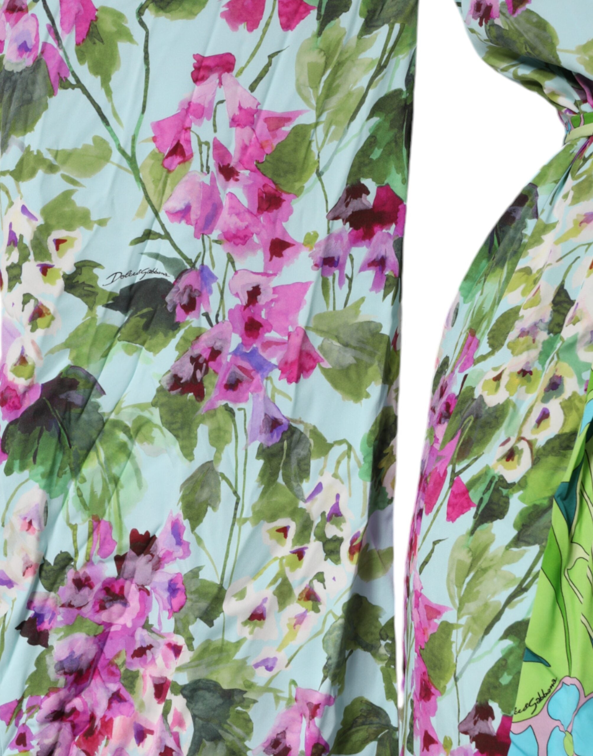 Dolce &amp; Gabbana Multicolor Floral Silke Stretch Wrap Dress