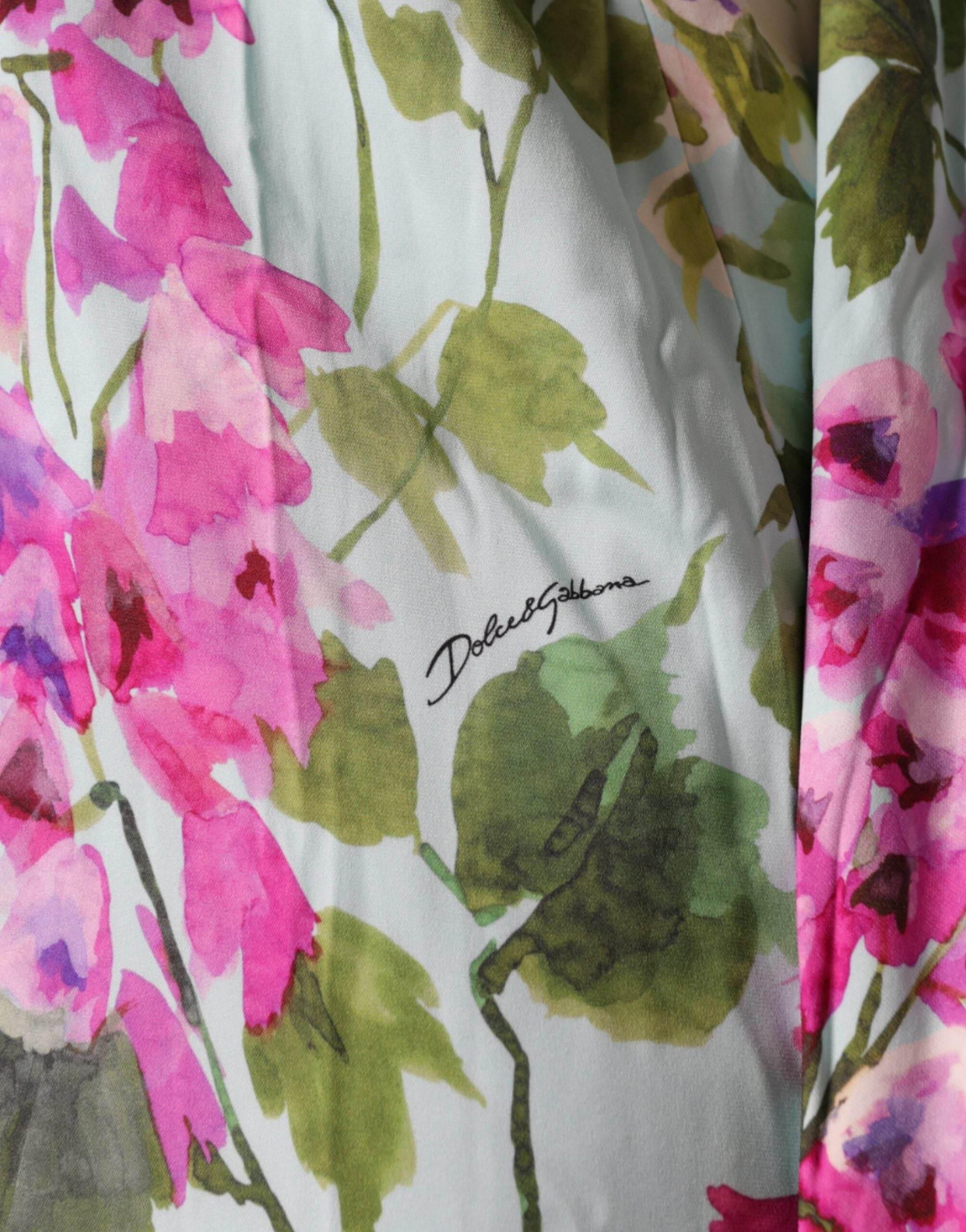 Dolce & Gabbana Multicolor Floral Silk Stretch Wrap Dress - Hilstor