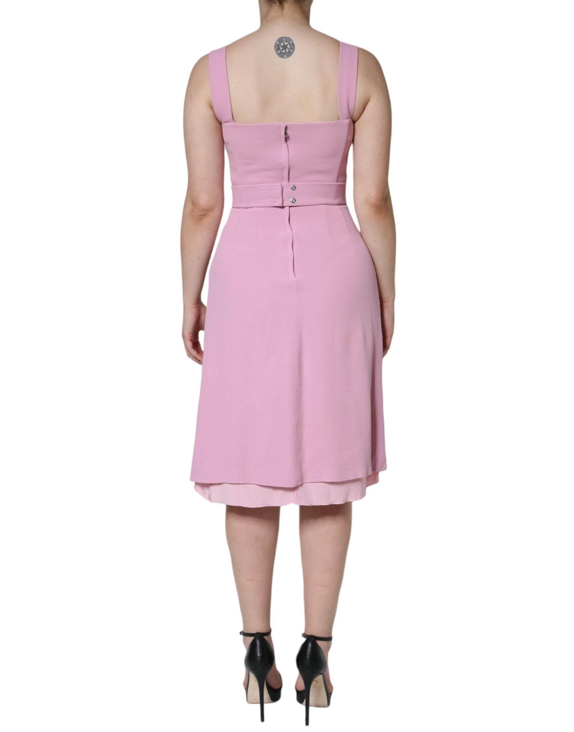 Dolce & Gabbana Pink A-line Flare Viscose Sleeveless Dress - Hilstor