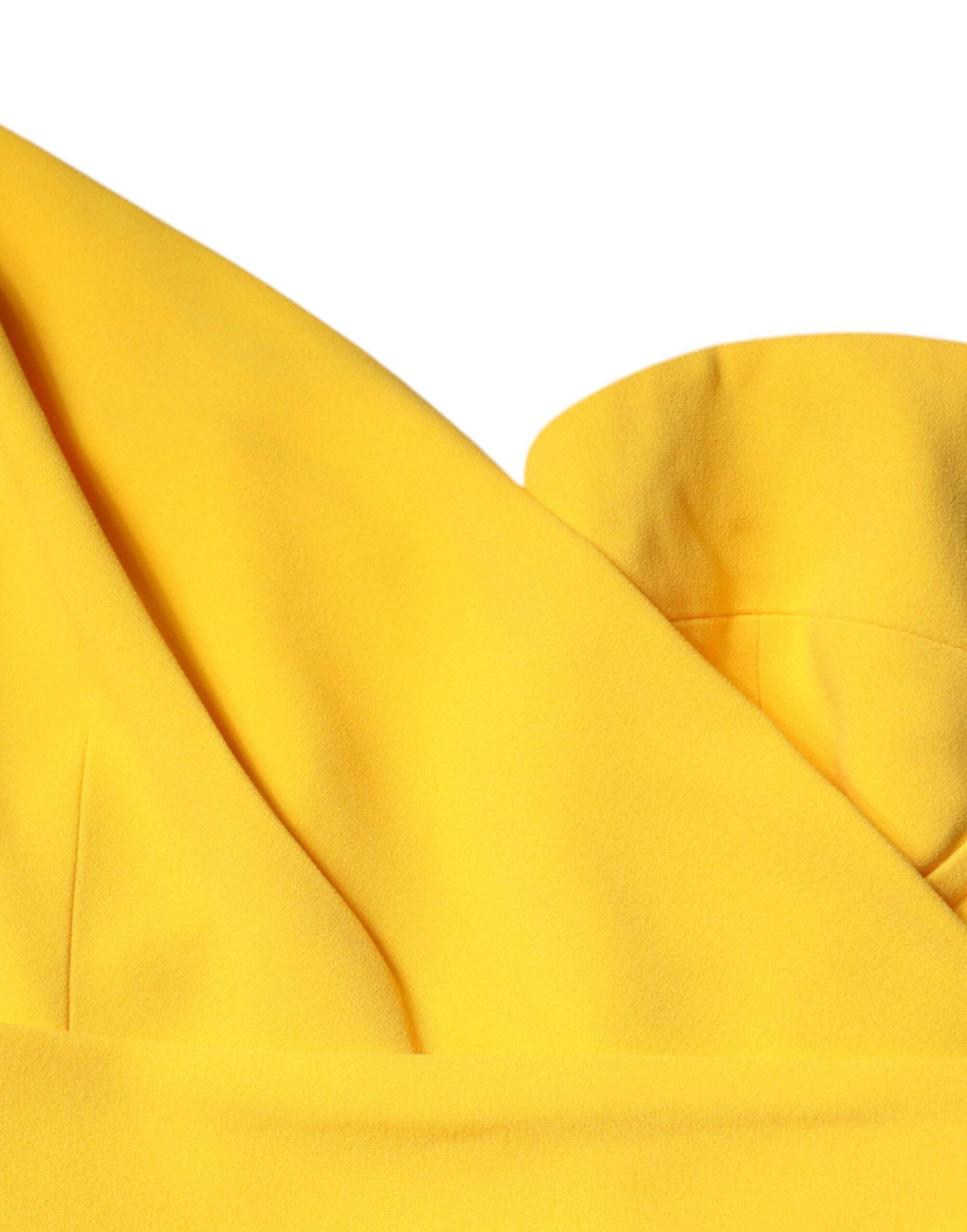 Dolce & Gabbana Yellow One Shoulder Side Slit Midi Dress - Hilstor
