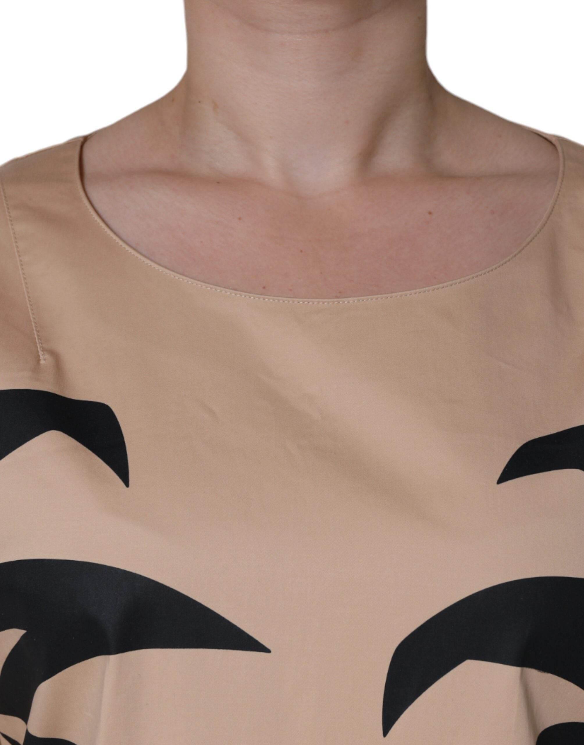 Moschino Beige Cotton Short Sleeve Knee Length Dress - Hilstor