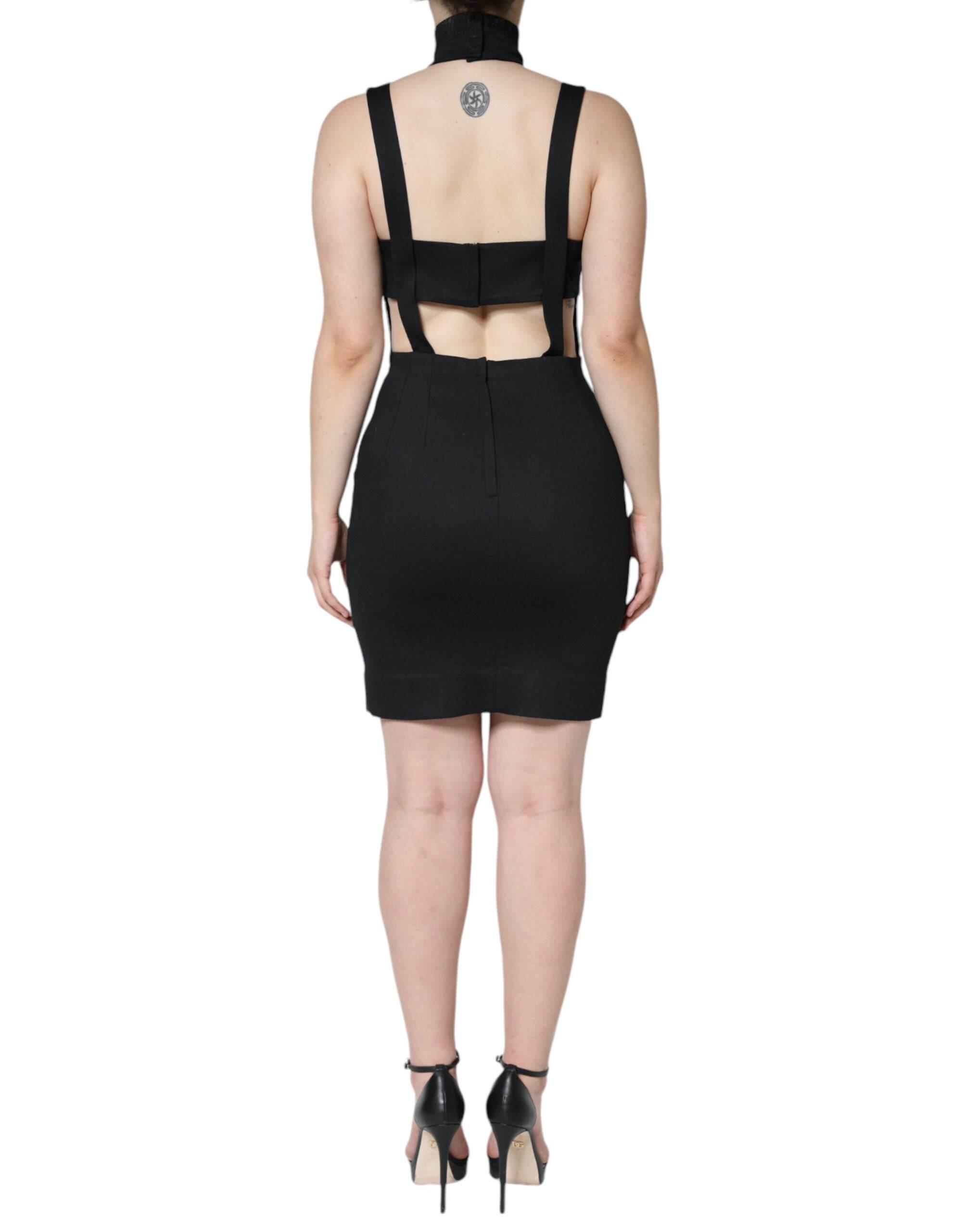 Dolce & Gabbana Black Cut Out Sleeveless Bodycon Mini Dress - Hilstor