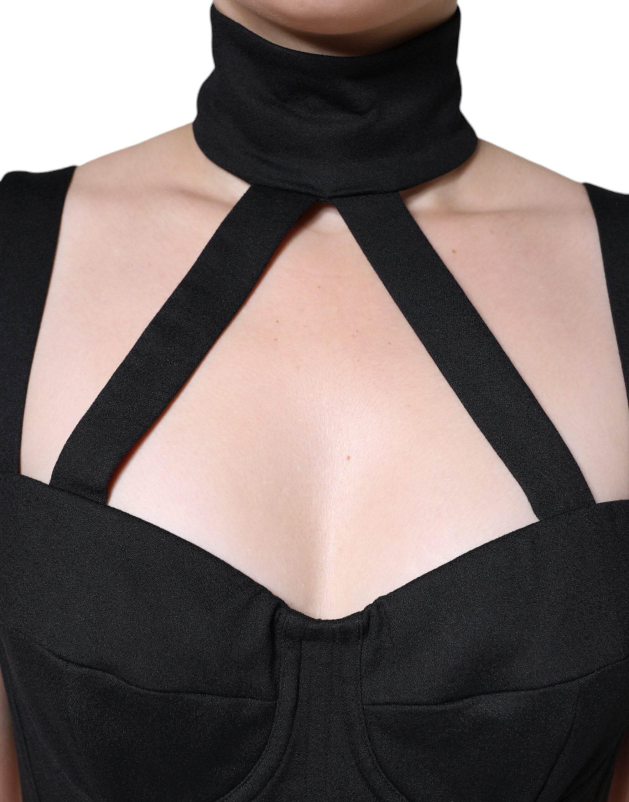 Dolce & Gabbana Black Cut Out Sleeveless Bodycon Mini Dress - Hilstor