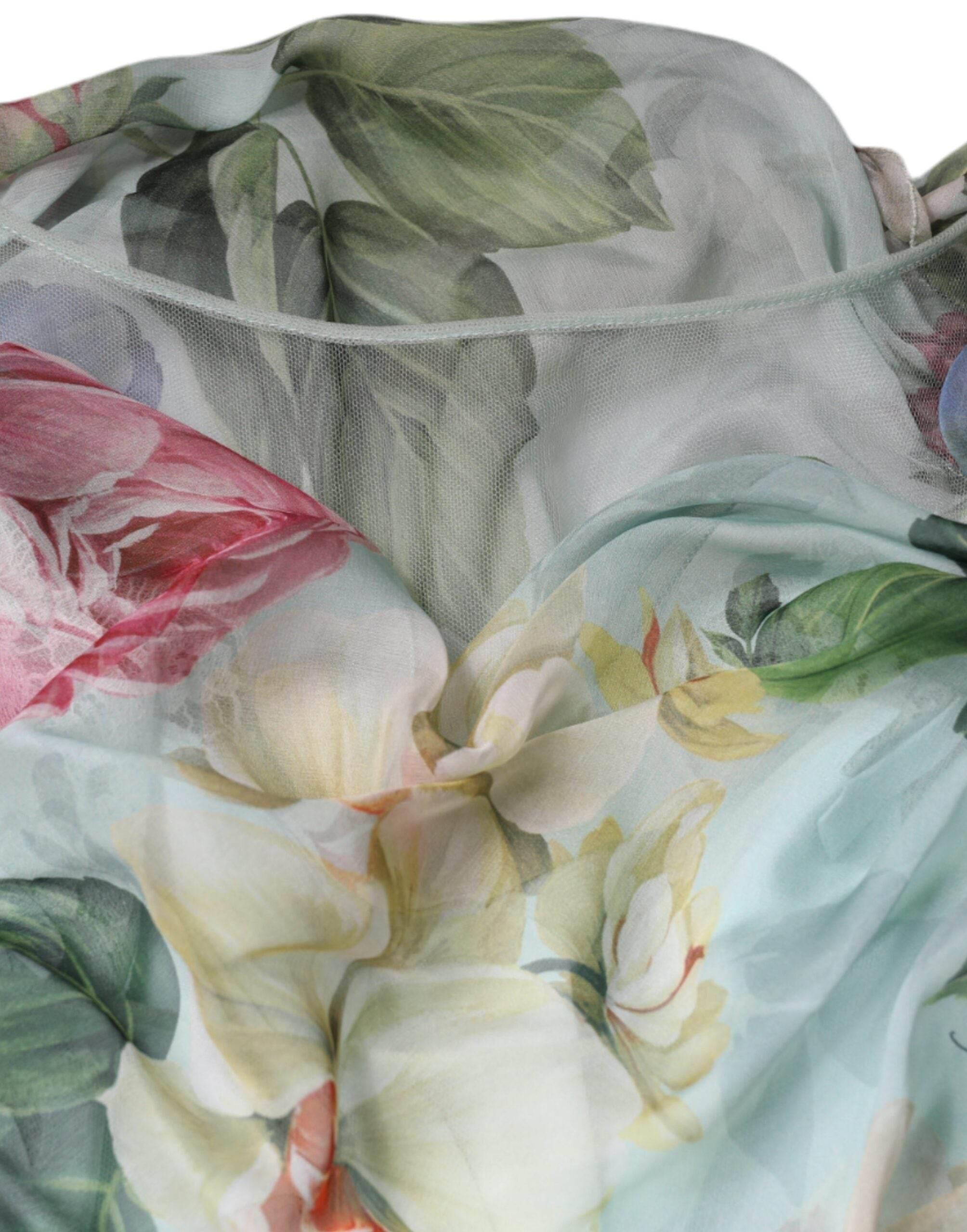 Dolce & Gabbana Multicolor Floral Silk Long Gown Dress - Hilstor