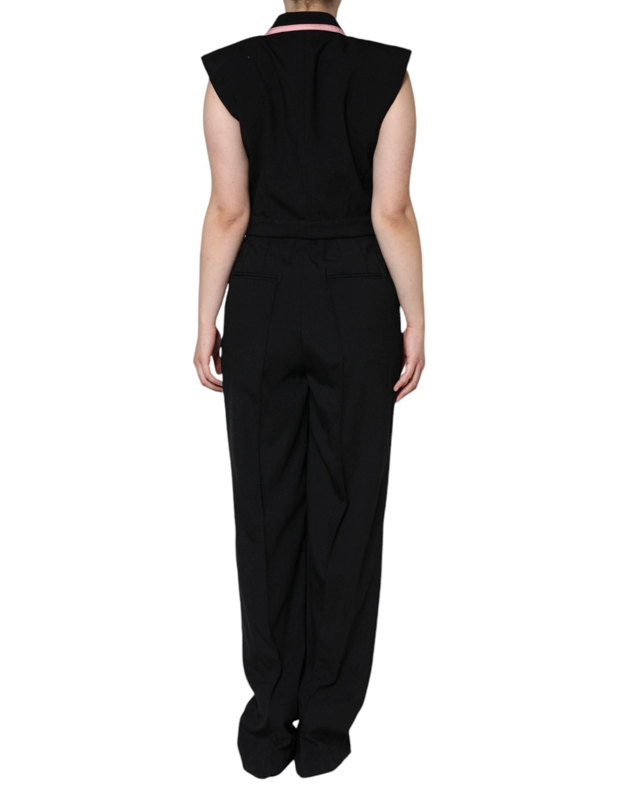 Dolce & Gabbana Black Wool Blend Sleeveless Jumpsuit Dress - Hilstor