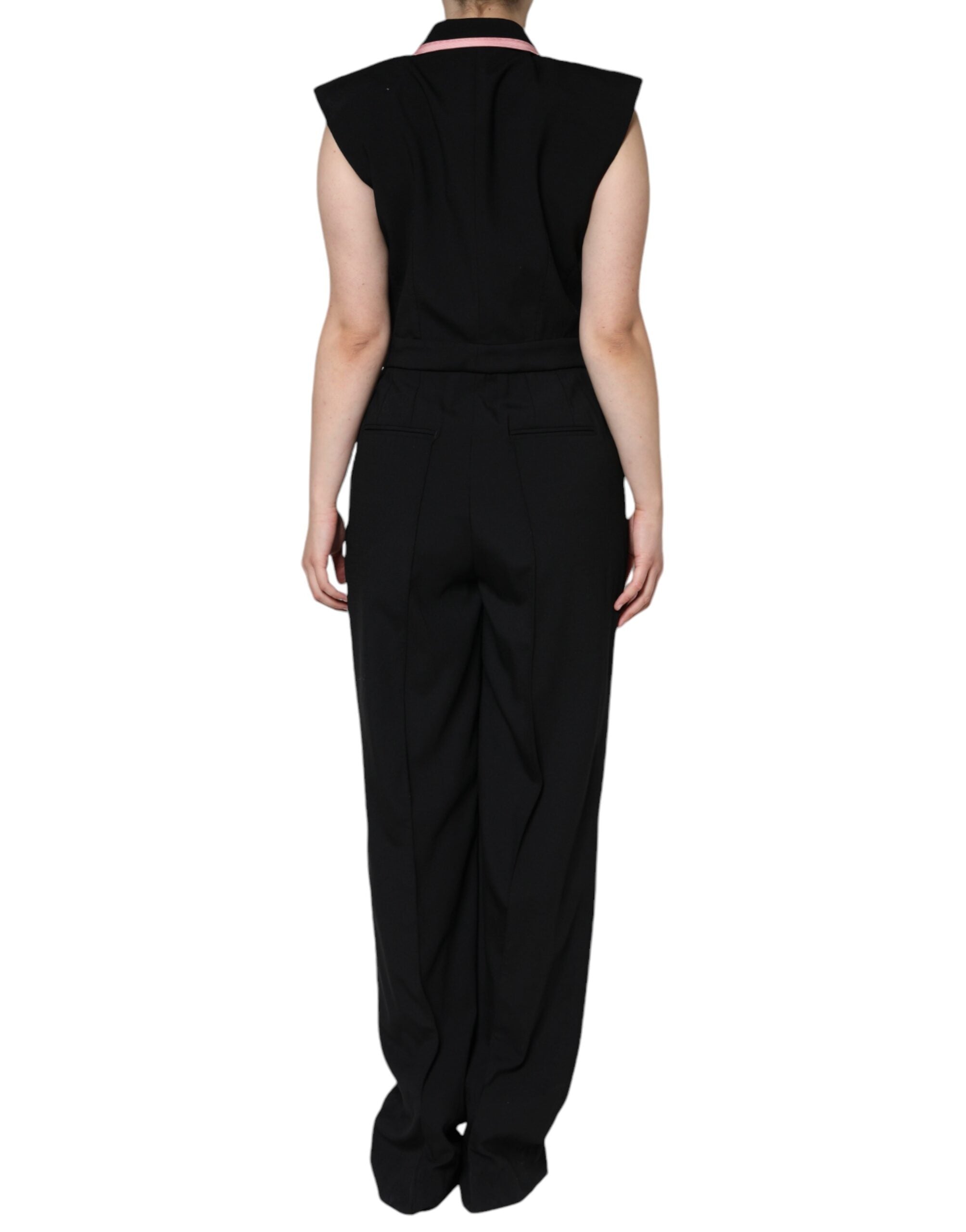Dolce &amp; Gabbana Black Wool Blend Jumpsuit-kjole uden ærmer