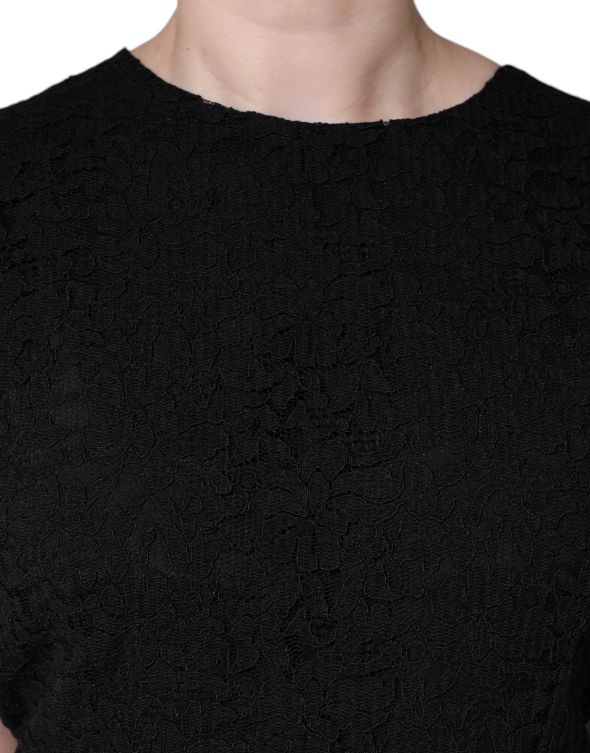 Dolce & Gabbana Black Cotton Sheath Knee Length Dress - Hilstor