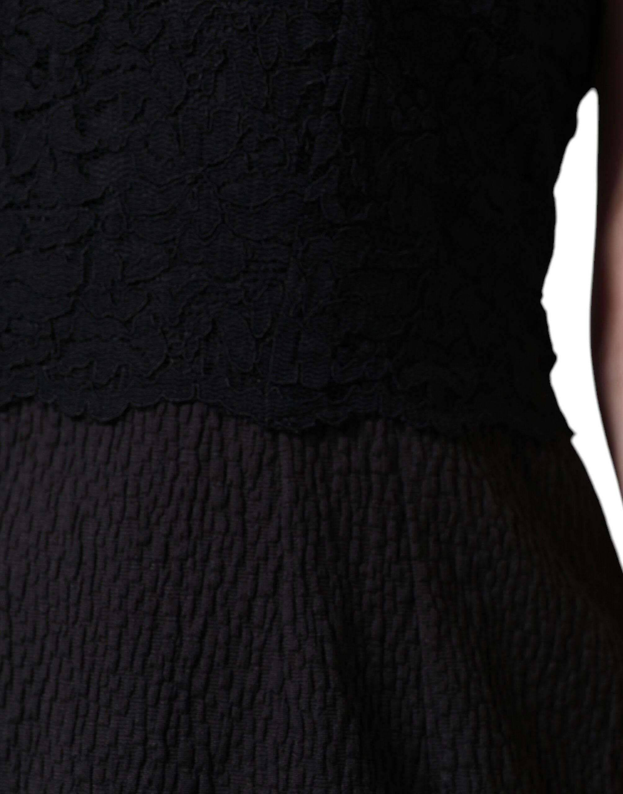 Dolce & Gabbana Black Cotton Sheath Knee Length Dress - Hilstor