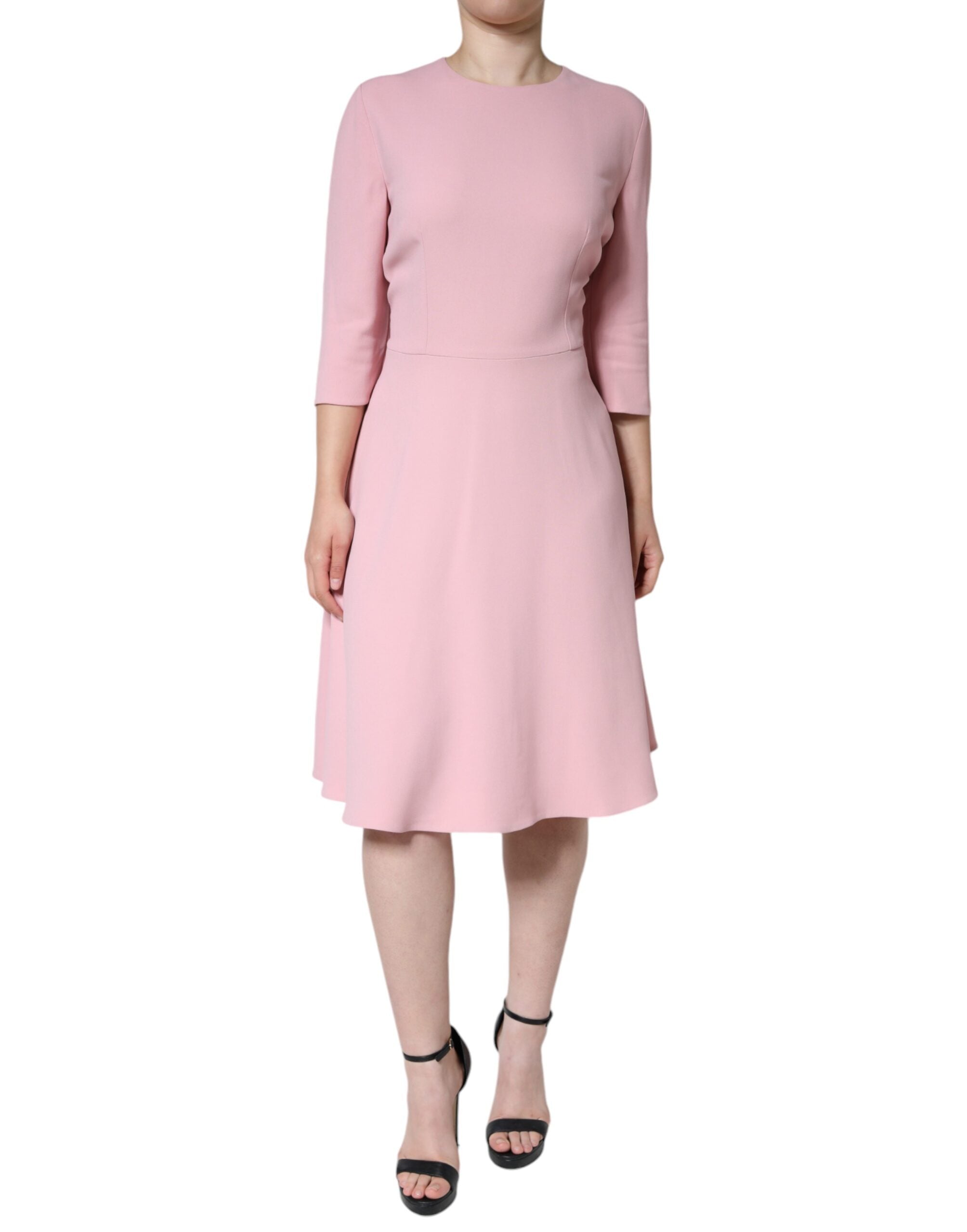Dolce &amp; Gabbana Pink A-line Viscose Kjole med 3/4 ærmer