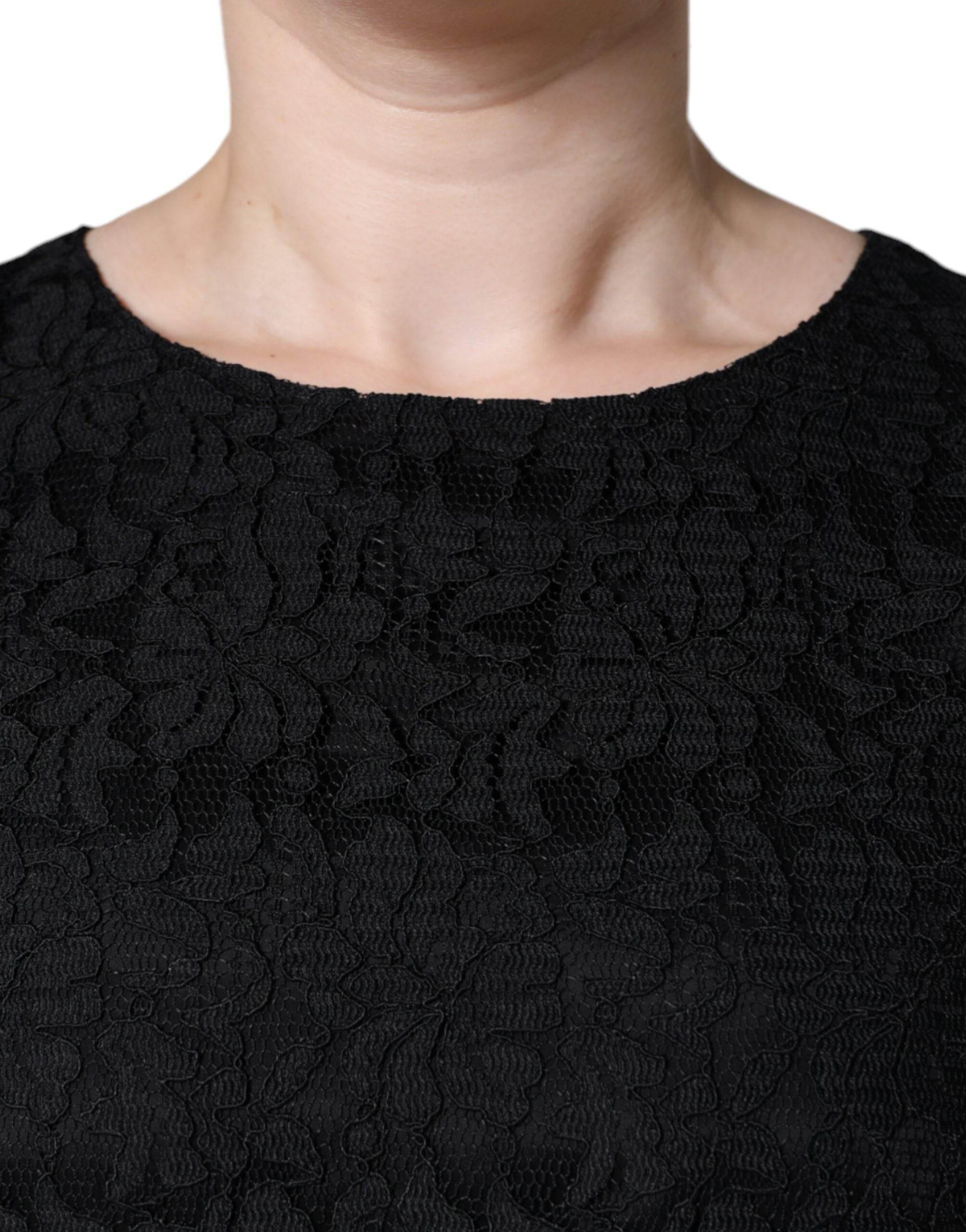 Dolce & Gabbana Black Floral Lace Sheath Sleeveless Mini Dress - Hilstor