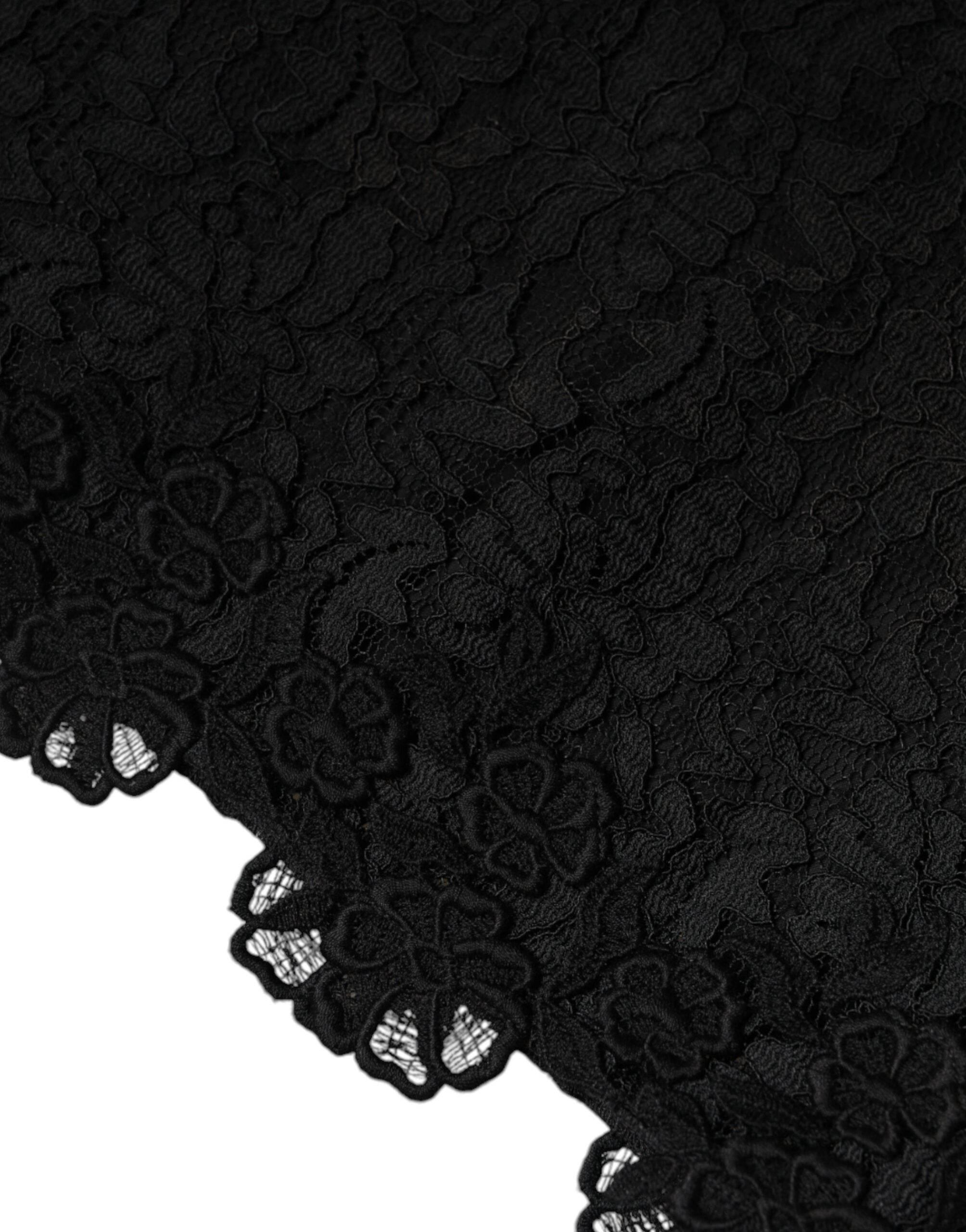 Dolce & Gabbana Black Floral Lace Sheath Sleeveless Mini Dress - Hilstor