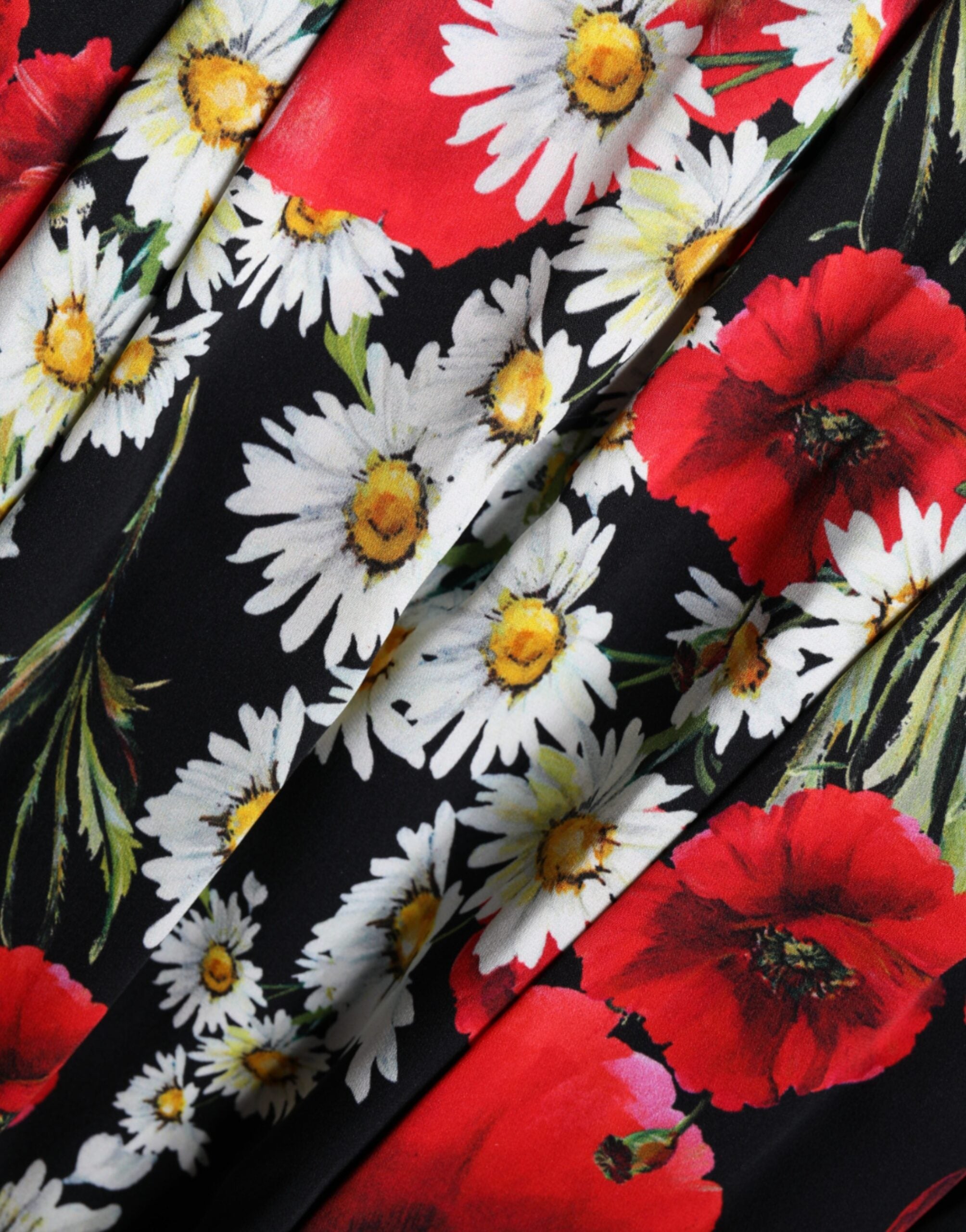 Dolce &amp; Gabbana sort blomstret silke ærmeløs lang kjole
