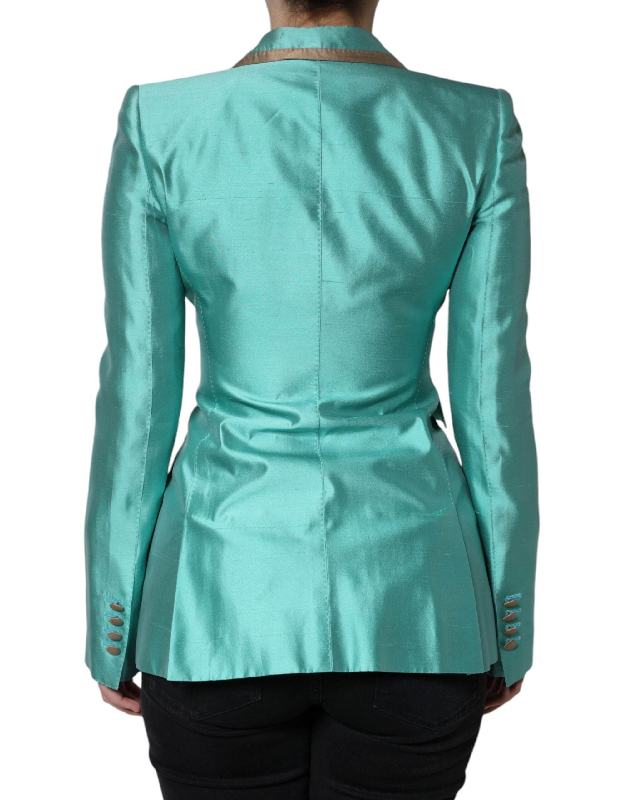 Dolce & Gabbana Metallic Green Single Breasted Blazer Jacket - Hilstor