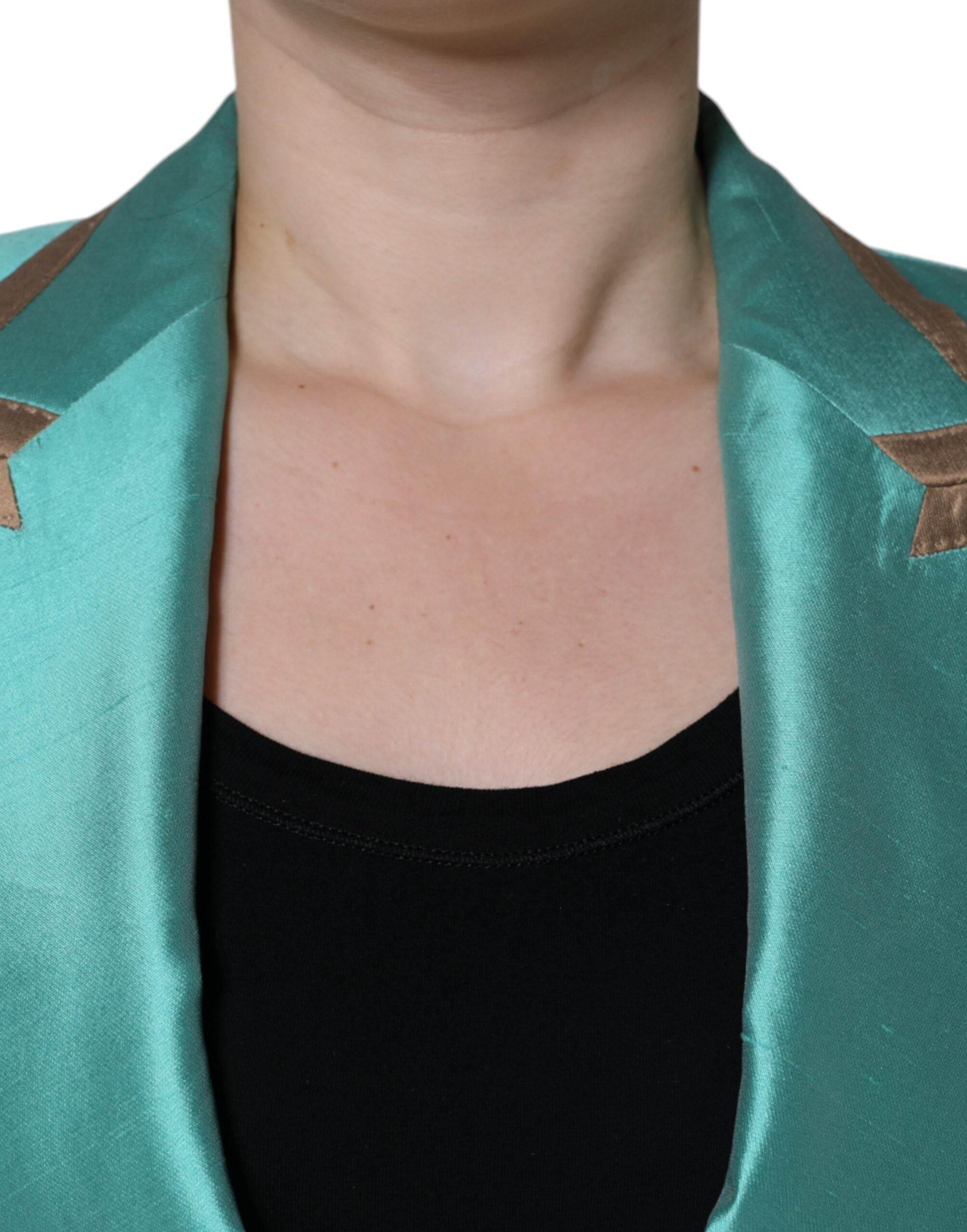 Dolce & Gabbana Metallic Green Single Breasted Blazer Jacket - Hilstor