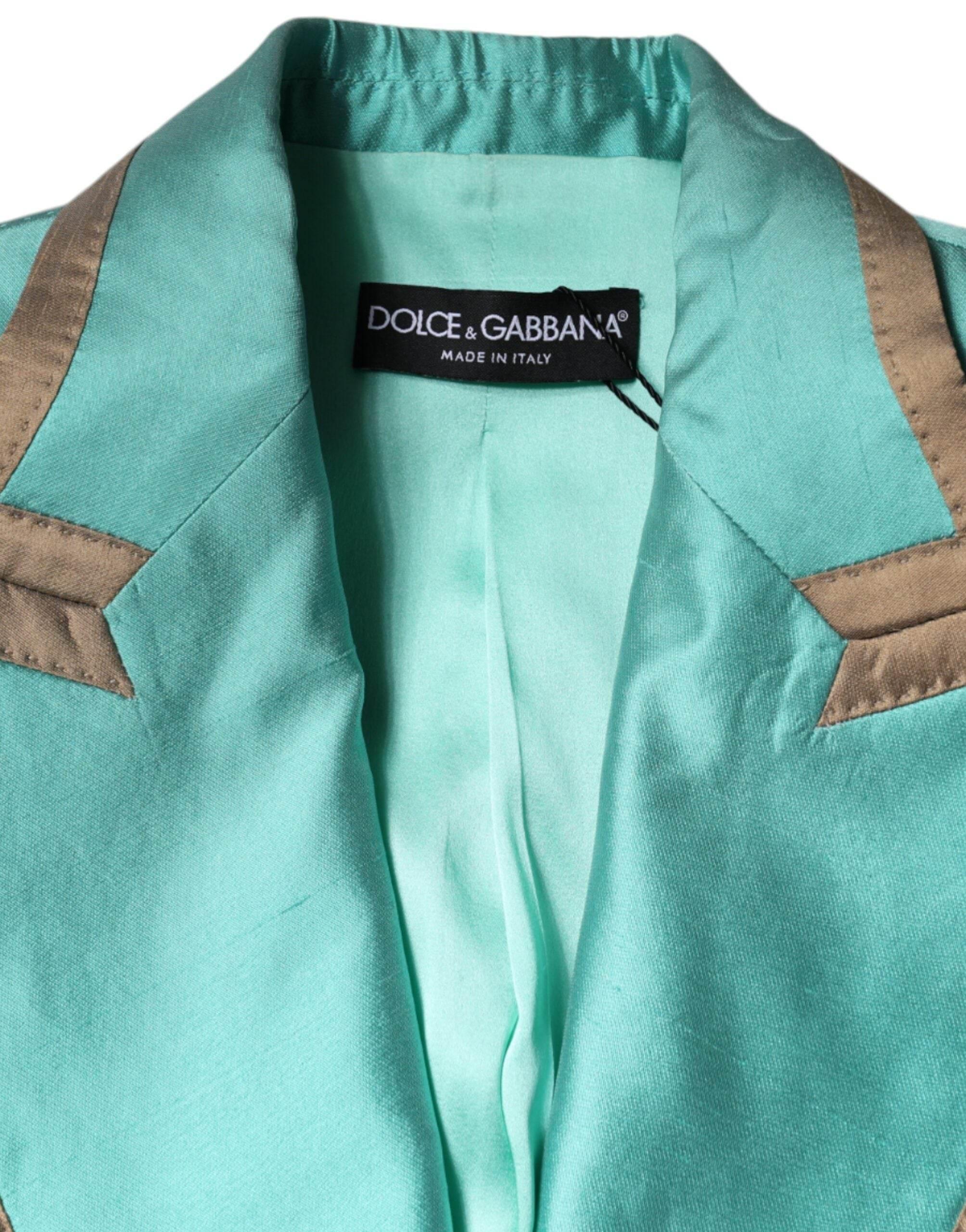 Dolce & Gabbana Metallic Green Single Breasted Blazer Jacket - Hilstor
