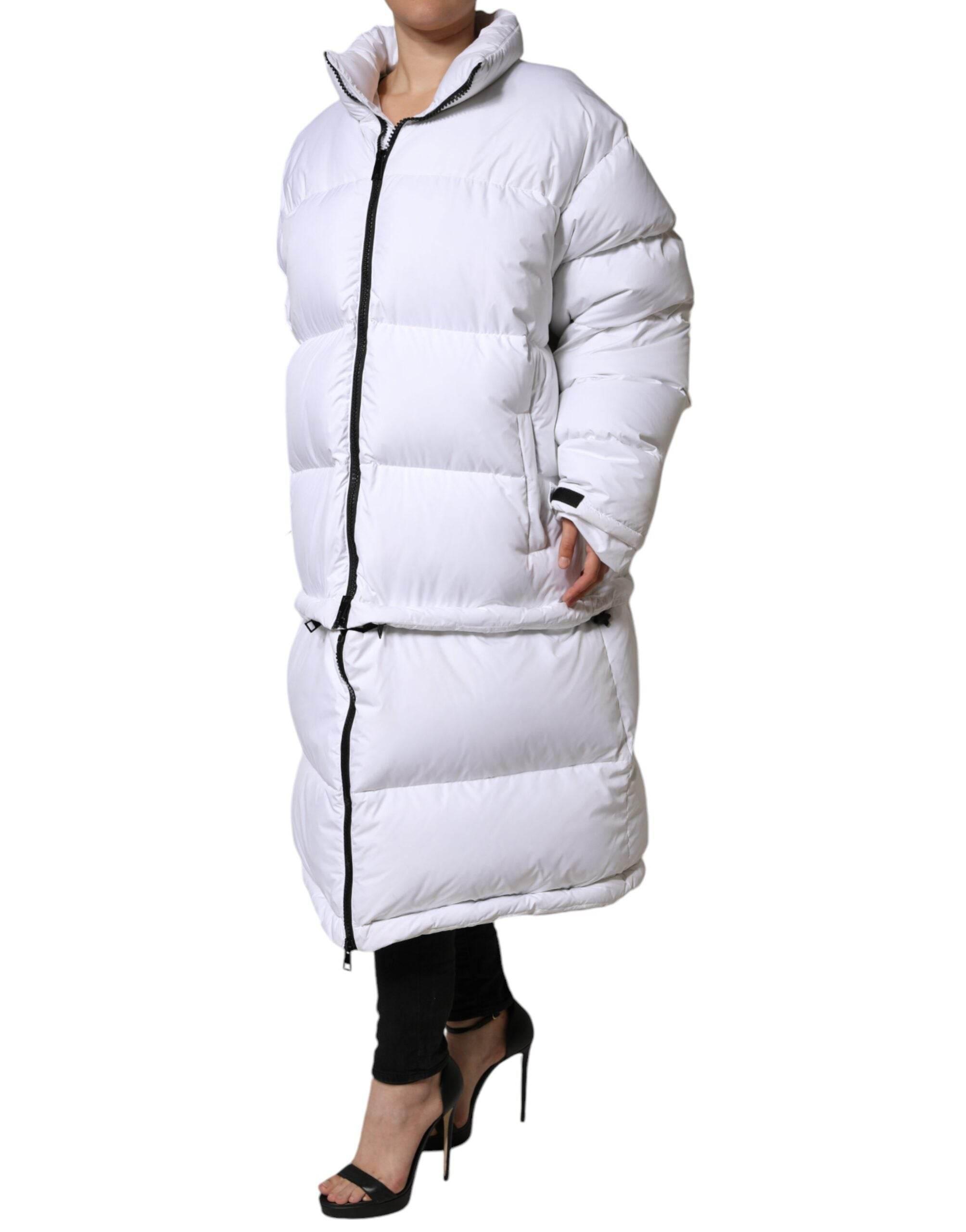 Dolce & Gabbana White Puffer Quilted Full Zip Coat Jacket - Hilstor
