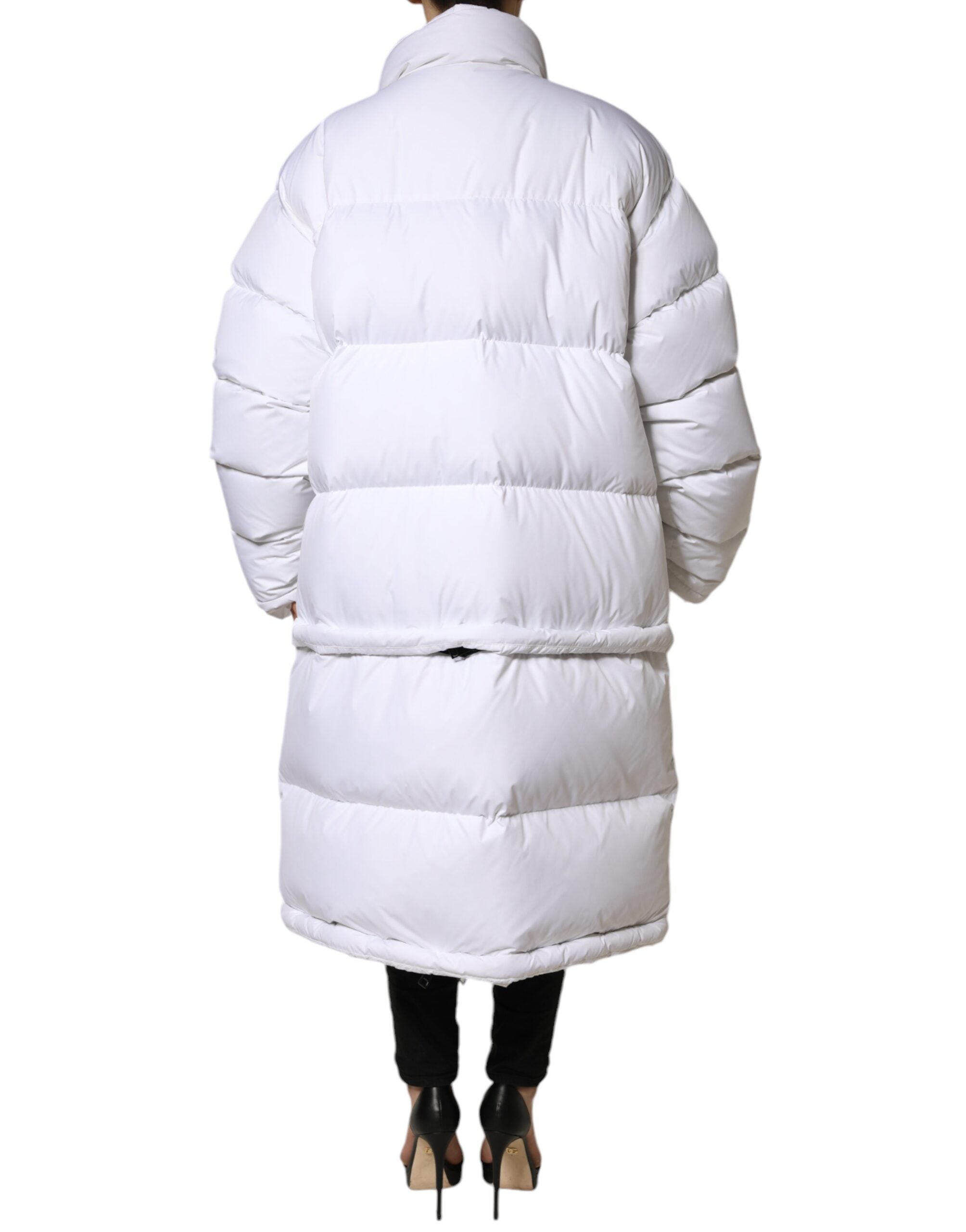 Dolce &amp; Gabbana White Puffer Quiltet jakke med fuld lynlås
